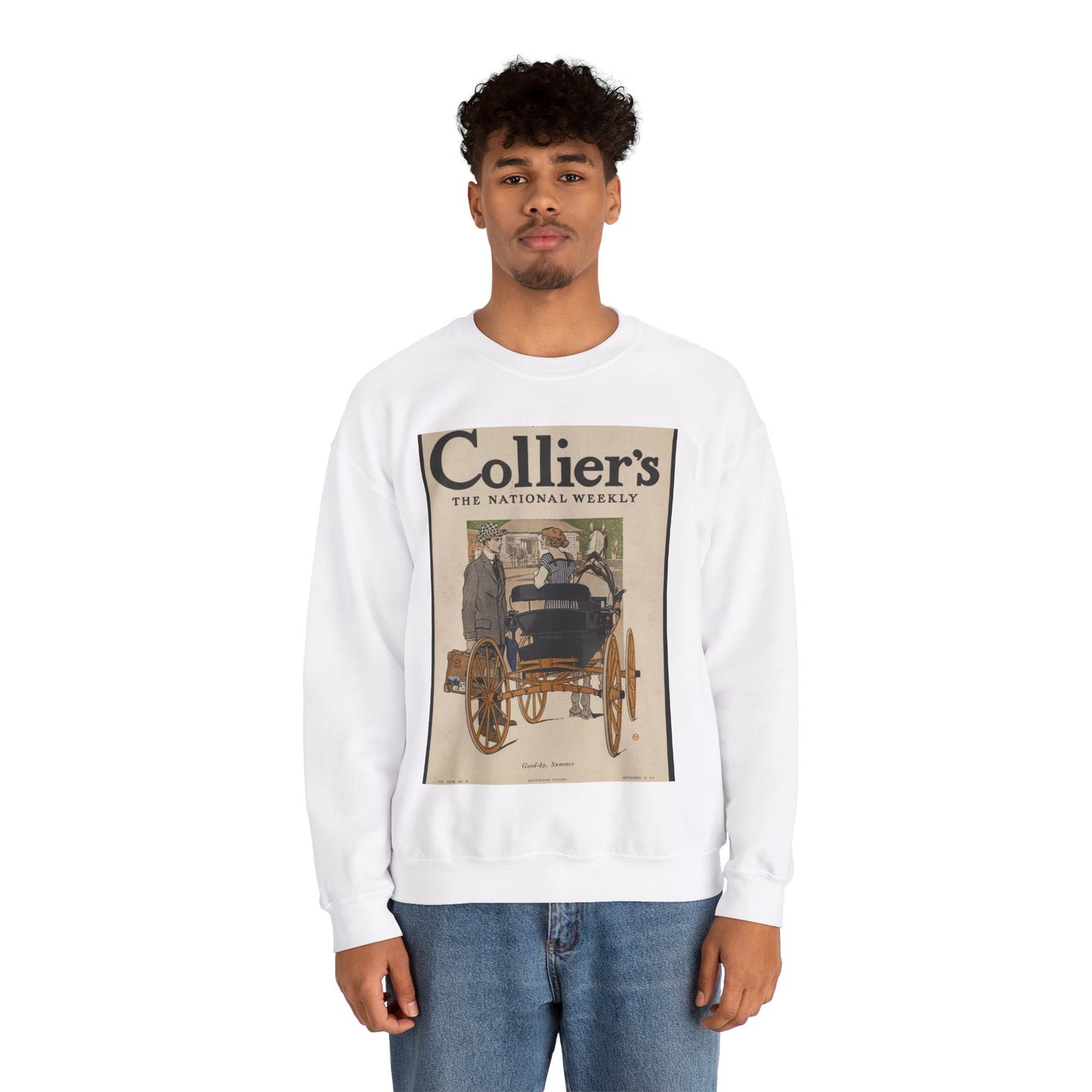 Collier's, the national weekly. Good-by, summer. White Heavy Blend Adult Crew Neck SweatShirt