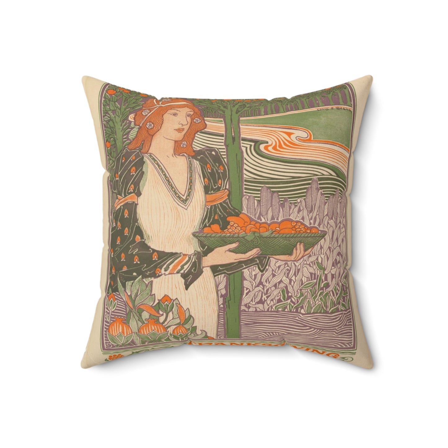 Louis Rhead - Harper's Bazar: Thanksgiving Decorative Accent Square Pillow