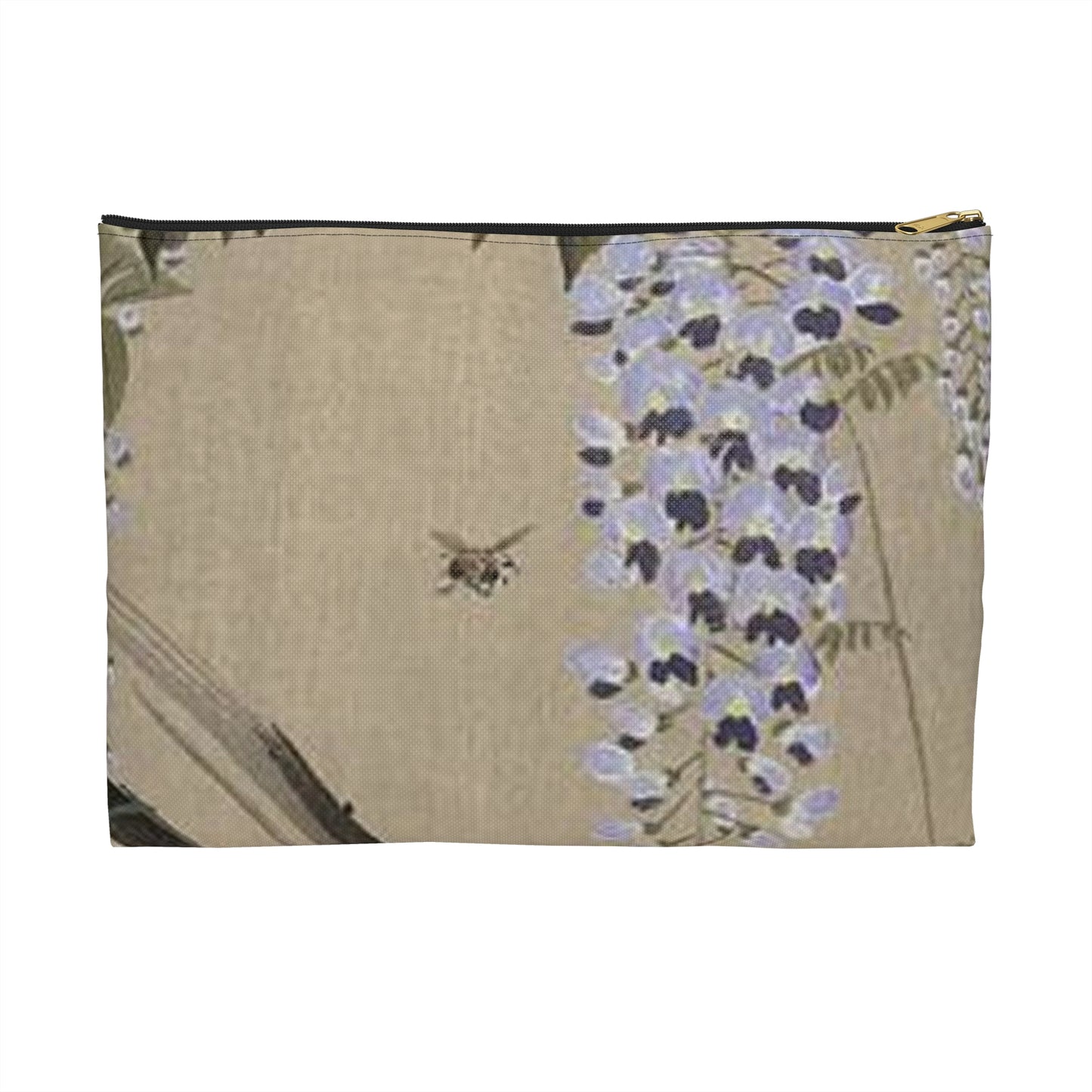 Koson - wisteria-and-bee, Ohara Koson Large Organizer Pouch with Black Zipper