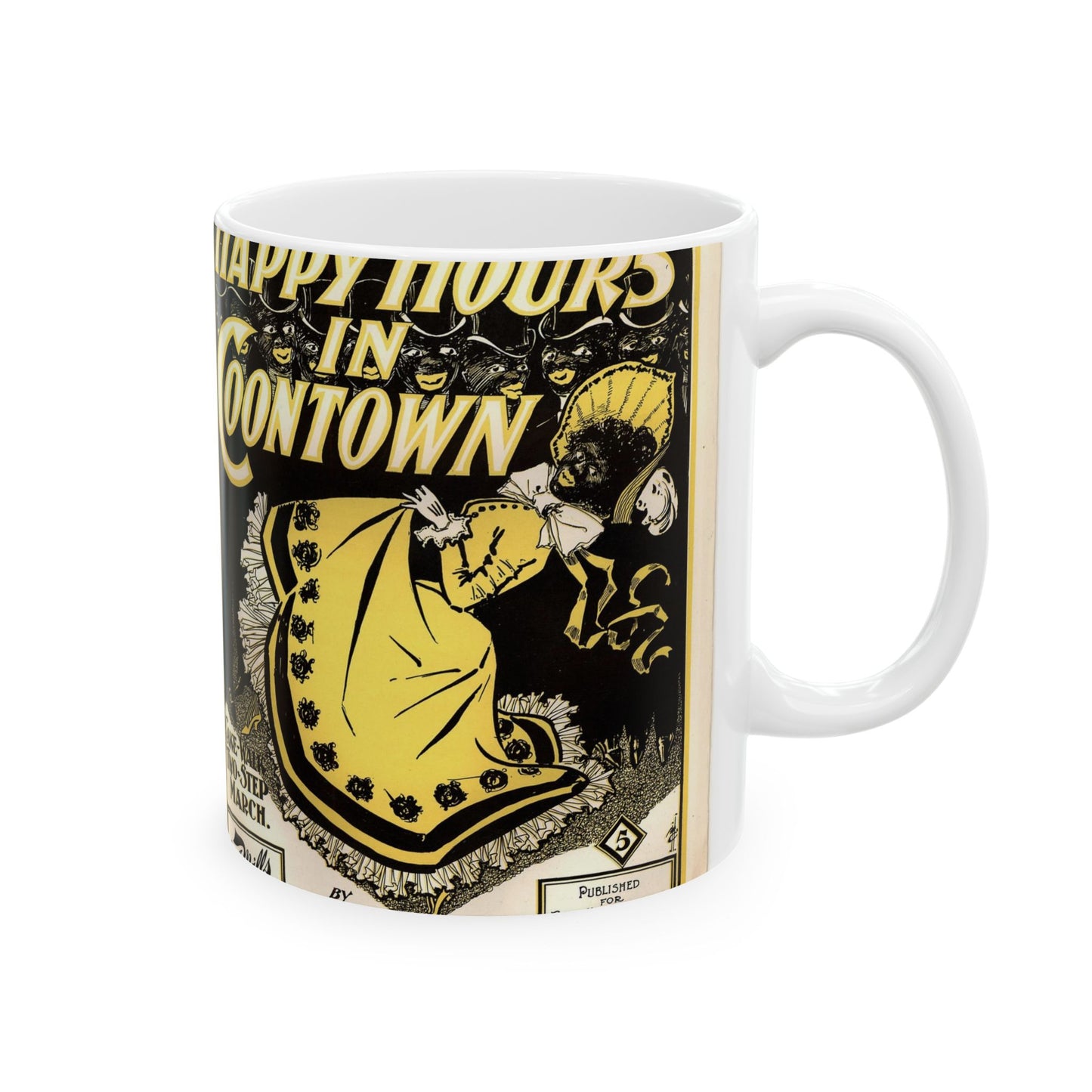 Happy hours in Coontown - Public domain American sheet music Beautiful Novelty Ceramic Coffee Mug 11oz