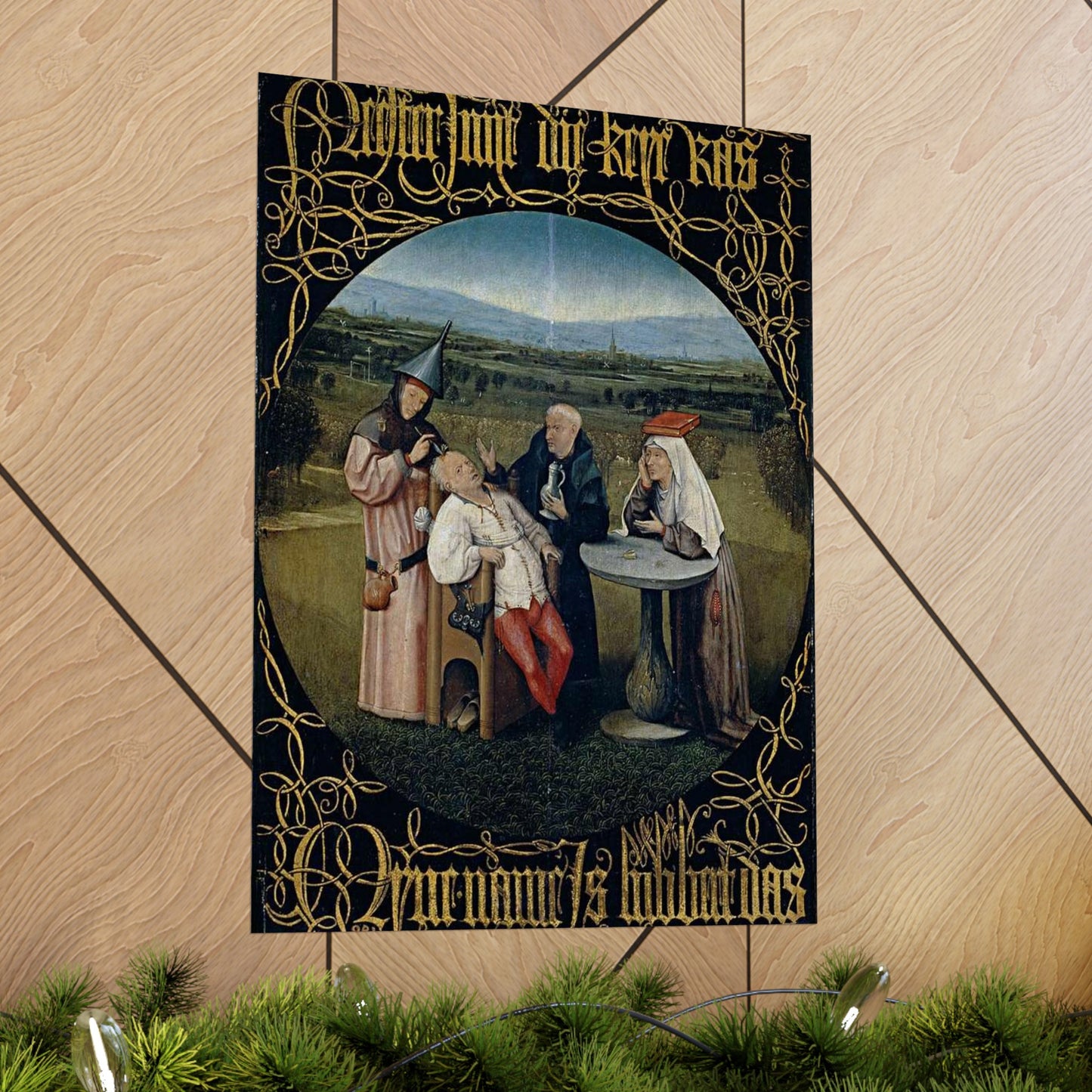 Hieronymus Bosch 053 - A painting of a group of people sitting around a table High Quality Matte Wall Art Poster for Home, Office, Classroom