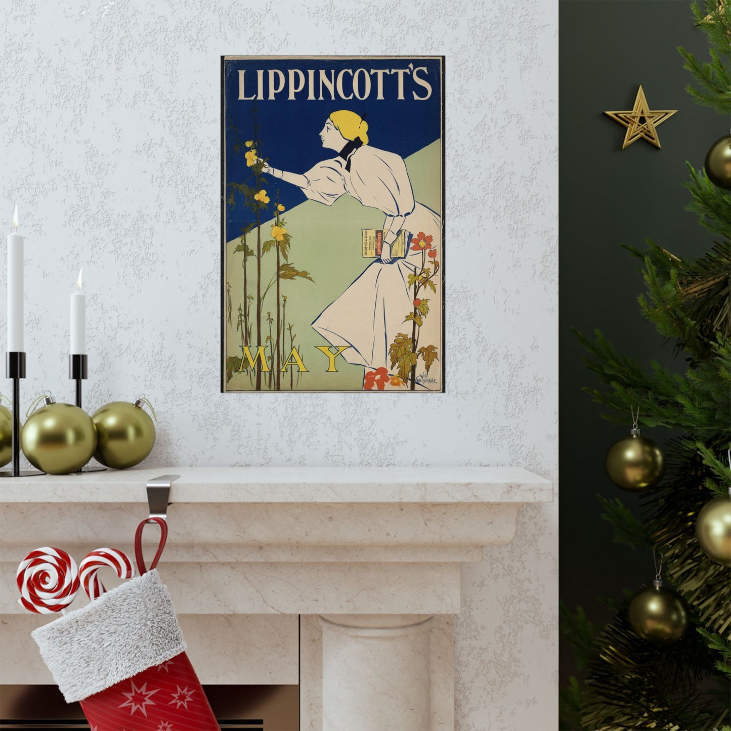 Lippincott's May, Art Nouveau Poster High Quality Matte Wall Art Poster for Home, Office, Classroom