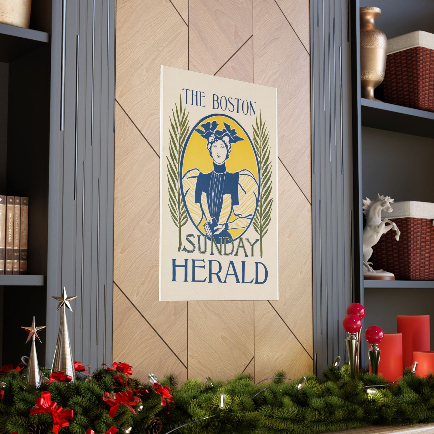 The Boston Sunday herald, Art Nouveau Poster High Quality Matte Wall Art Poster for Home, Office, Classroom