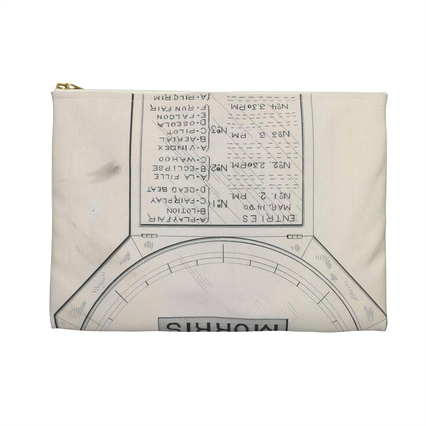 Patent drawing - for S. D. Mott's Racing Indicator Public domain  image Large Organizer Pouch with Black Zipper