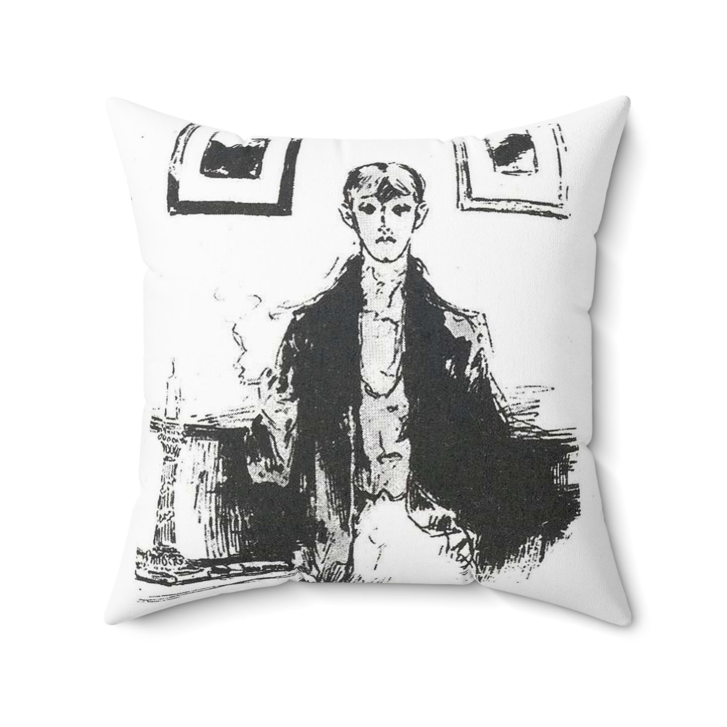 Aubrey Beardsley 5 - A drawing of a woman sitting on a couch Decorative Accent Square Pillow