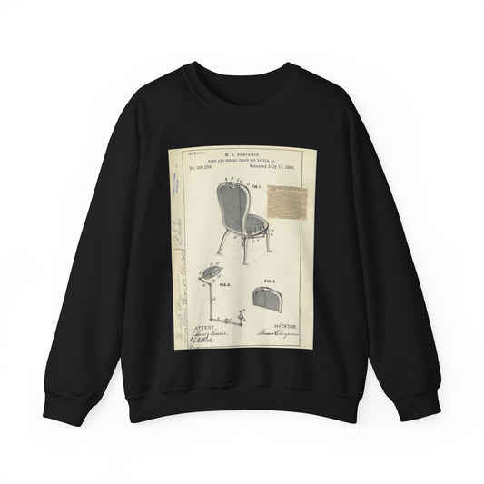 Patent drawing - for M. E. Benjamin's Gong and Signal Chair for Hotels Public domain  image Black Heavy Blend Adult Crew Neck SweatShirt