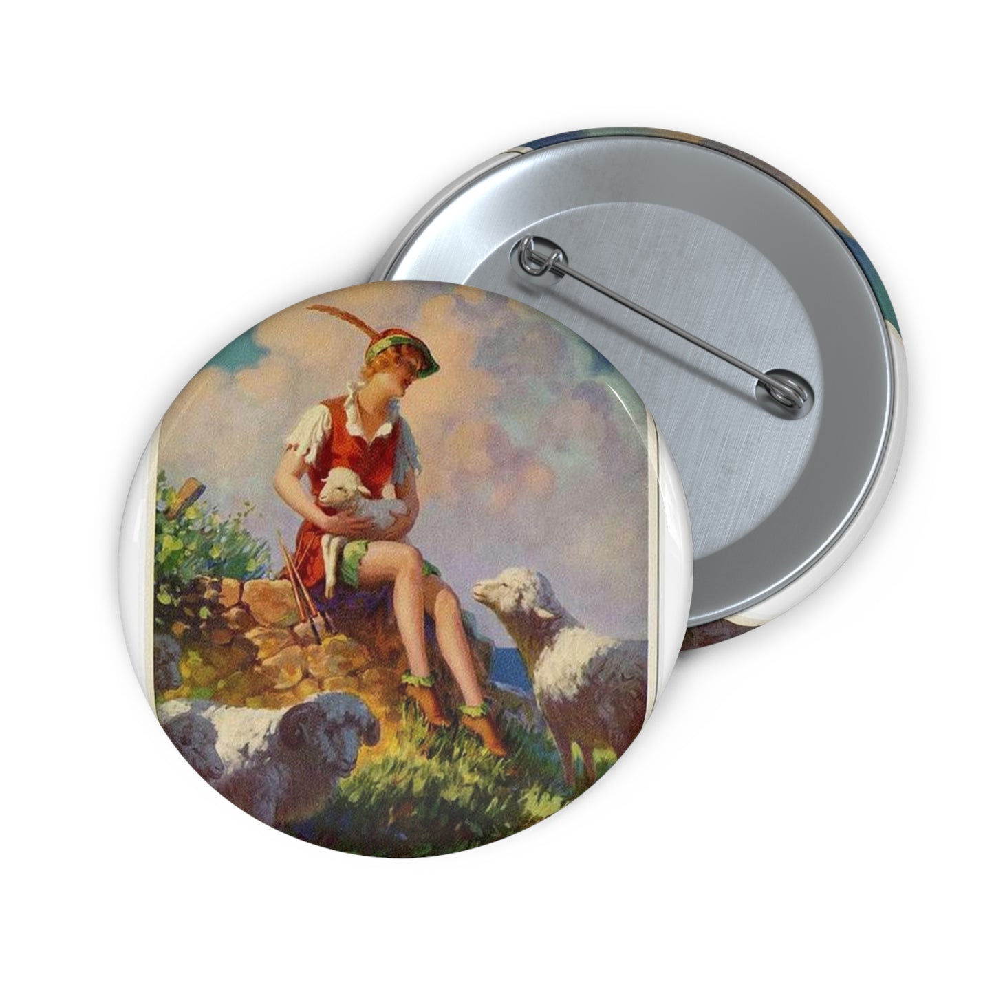 Playmates of Peter Pan, painting by Edward Mason Eggleston Pin Buttons with Crisp Design