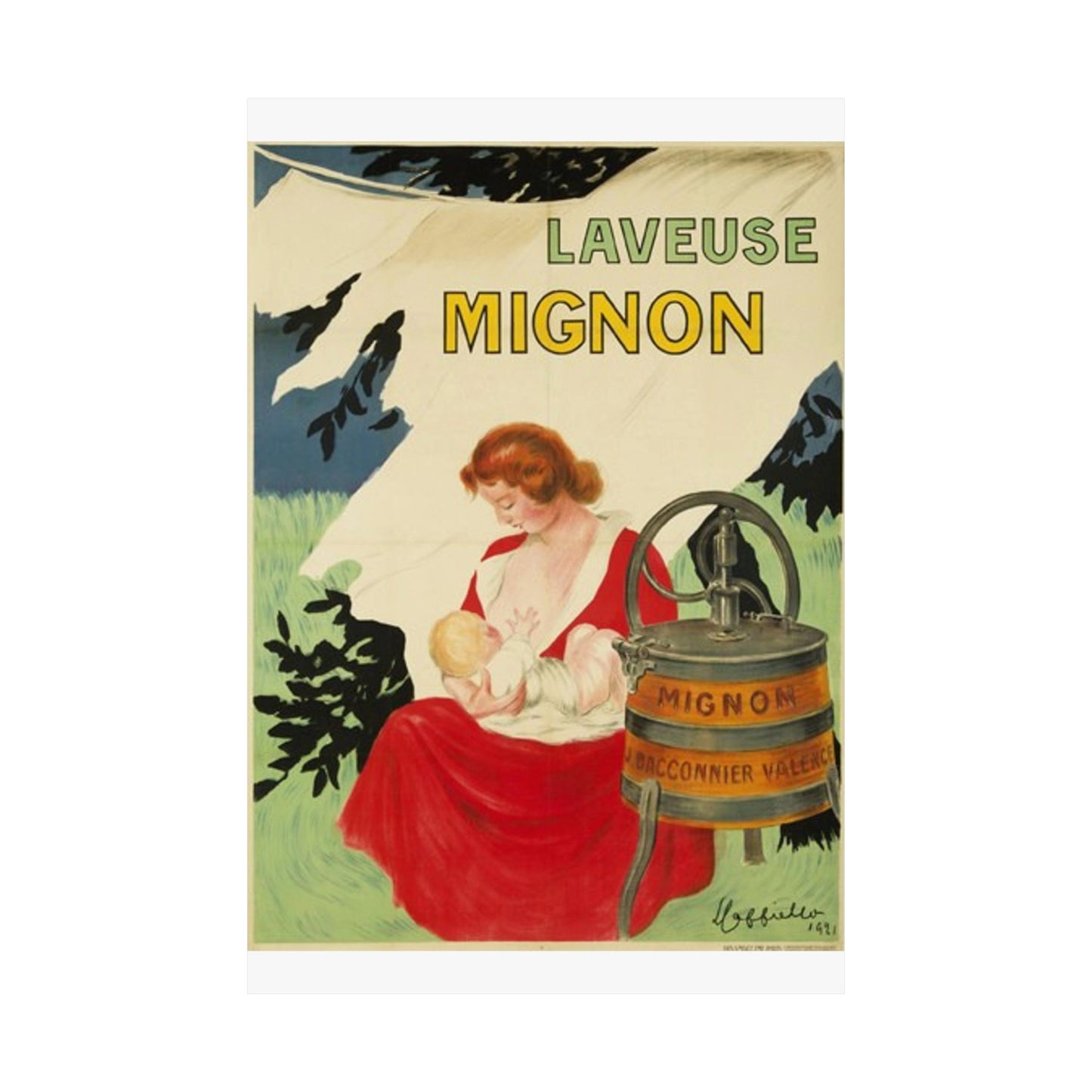 Affiche Laveuse Mignon - Art nouveau public domain image High Quality Matte Wall Art Poster for Home, Office, Classroom