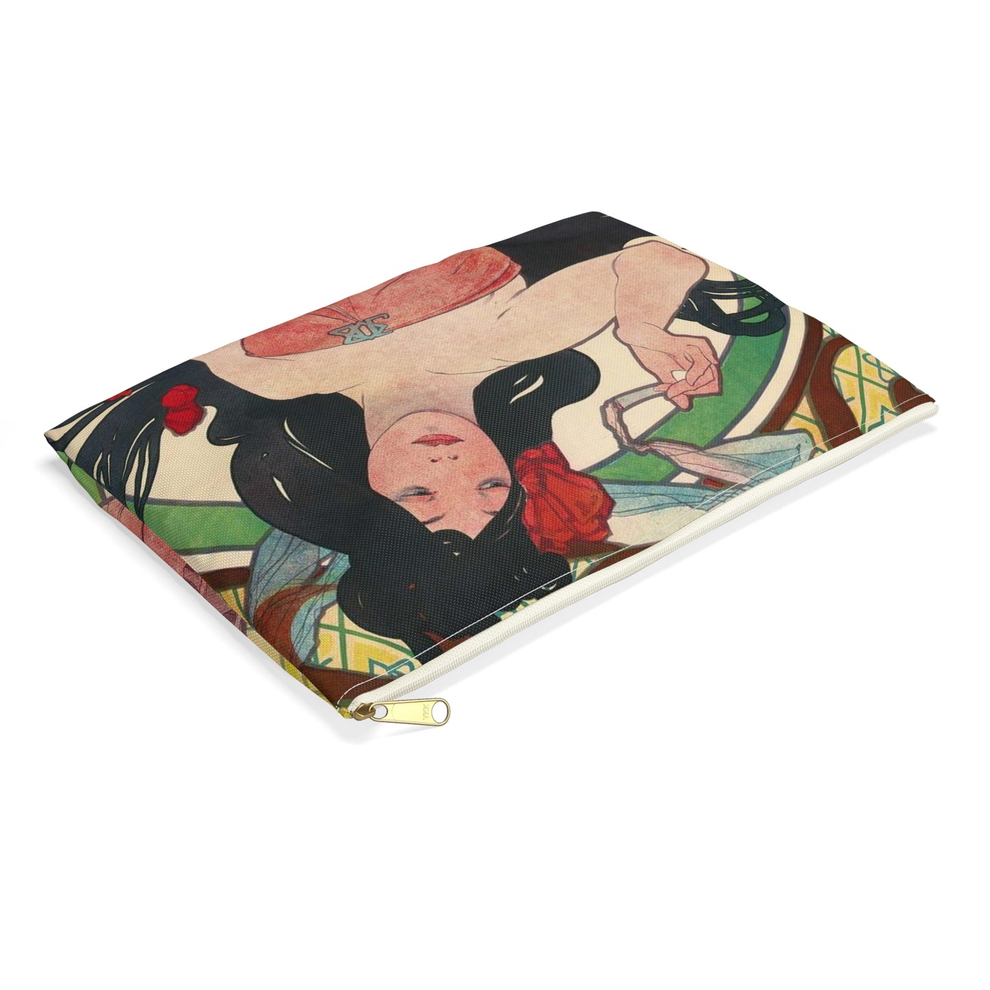 Alphonse Mucha - Job - Google Art Project Large Organizer Pouch with Black Zipper