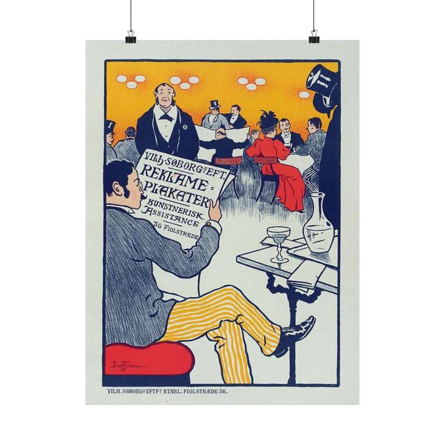 Affiche danoise pour les "Affiches artistiques Wilh. Söborg". High Quality Matte Wall Art Poster for Home, Office, Classroom
