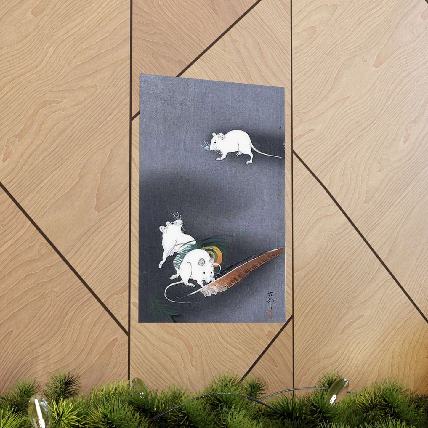 A drawing of 3 mice, Ohara Koson High Quality Matte Wall Art Poster for Home, Office, Classroom