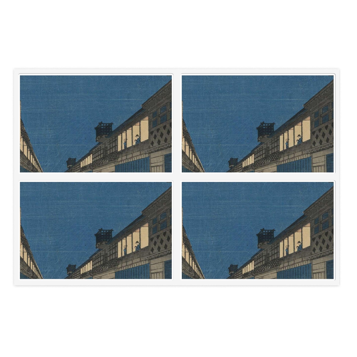 Utagawa Hiroshige - Saruwaka-machi yoru no kei Laminated UV Protective Vinyl Stickers