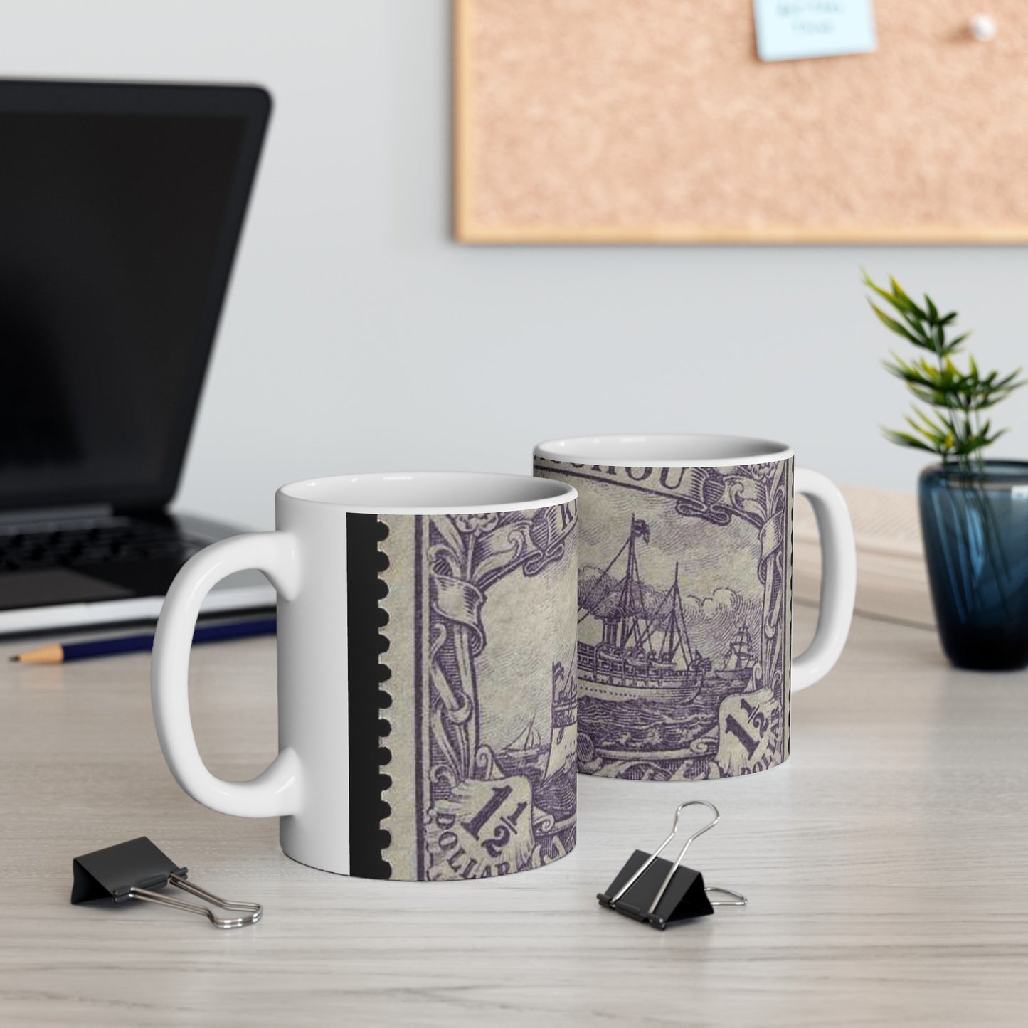 D-Kiautschou 1919 36 II B - public domain postal stamp scan Beautiful Novelty Ceramic Coffee Mug 11oz