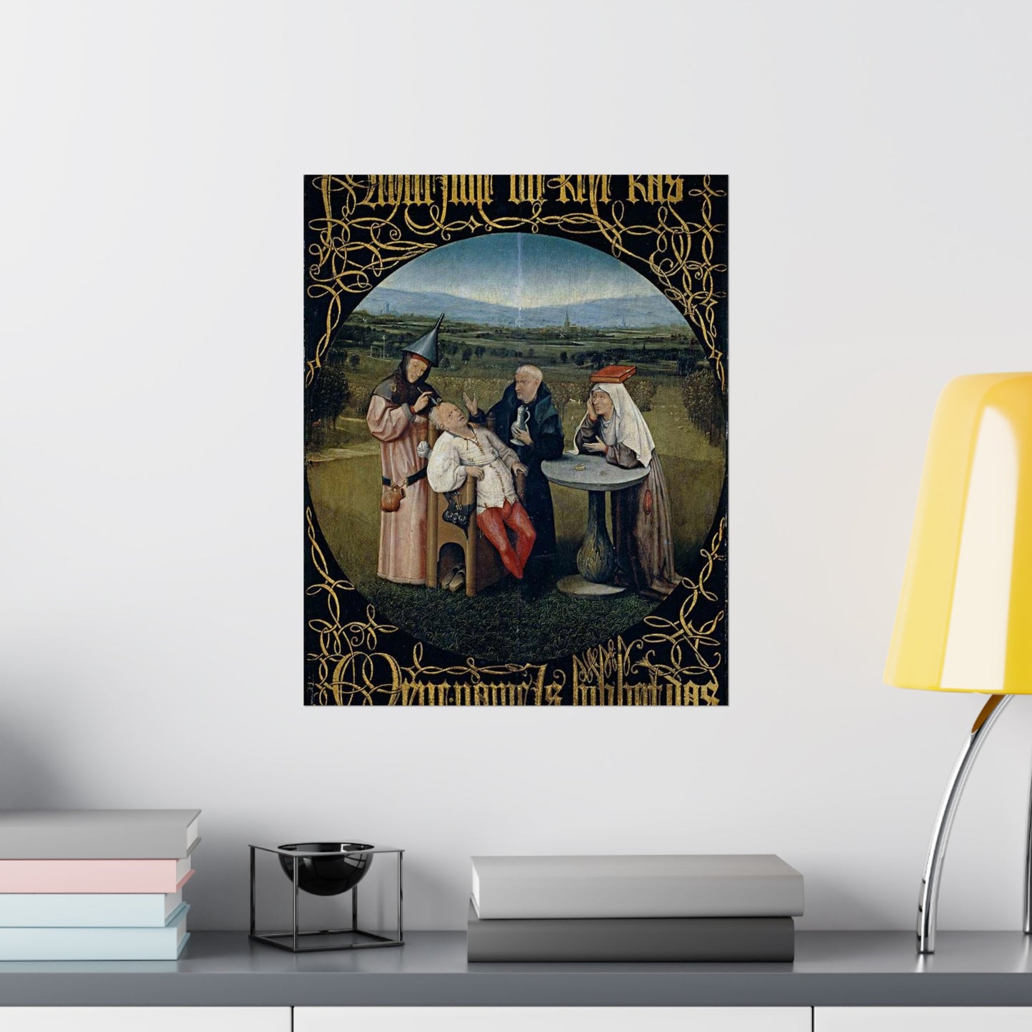 Hieronymus Bosch 053 - A painting of a group of people sitting around a table High Quality Matte Wall Art Poster for Home, Office, Classroom