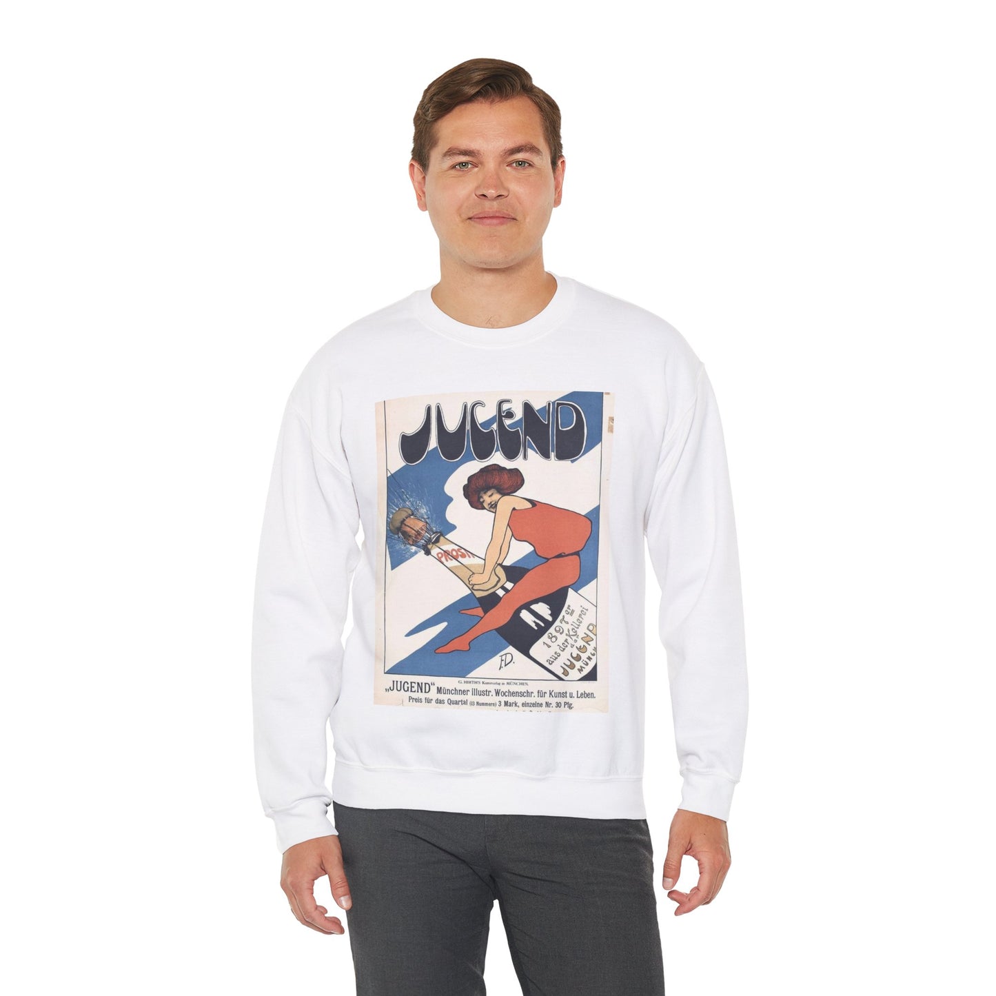 Fritz Dannenberg - Jugend. Münchner illustrierte Wochenschrift, 1897 White Heavy Blend Adult Crew Neck SweatShirt