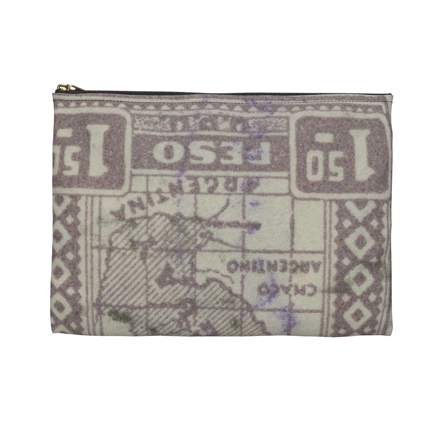 Frimärke ur Gösta Bodmans filatelistiska motivsamling, påbörjad 1950.Frimärke från Paraguay, 1927. Motiv av karta över Paraguay. Large Organizer Pouch with Black Zipper