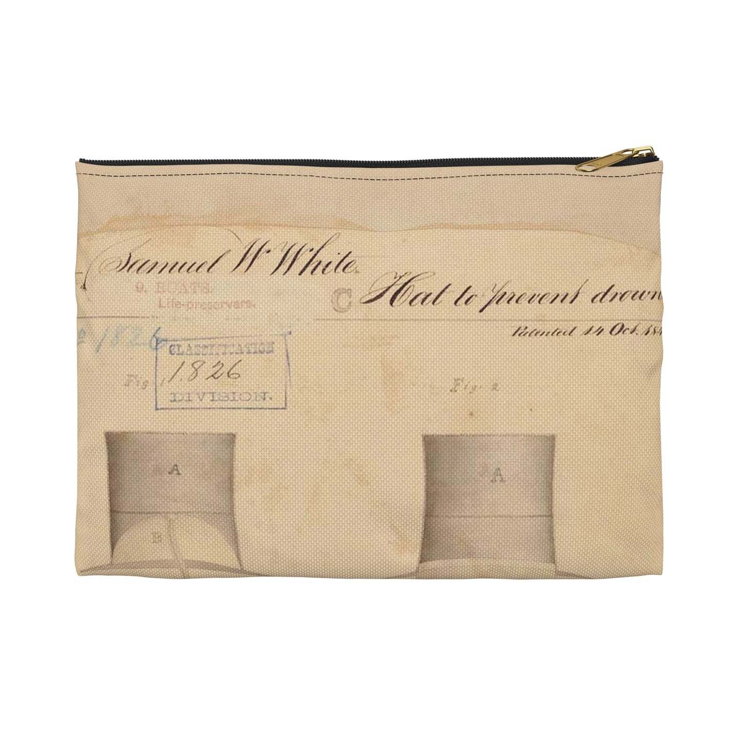 Patent drawing - Drawing of Hat to Prevent Drowning Public domain  image Large Organizer Pouch with Black Zipper