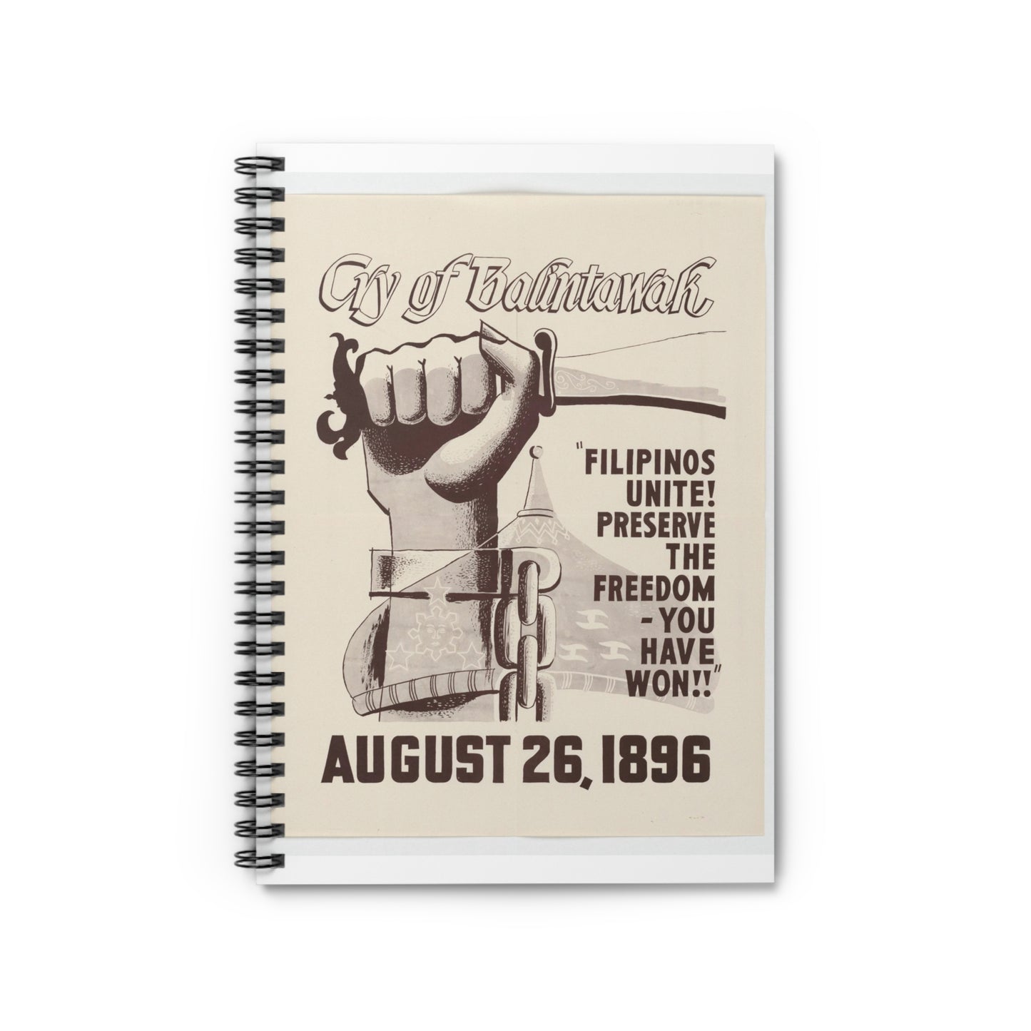 Cry of Balintawak - Drawing. Public domain image. Spiral Bound Ruled Notebook with Printed Cover