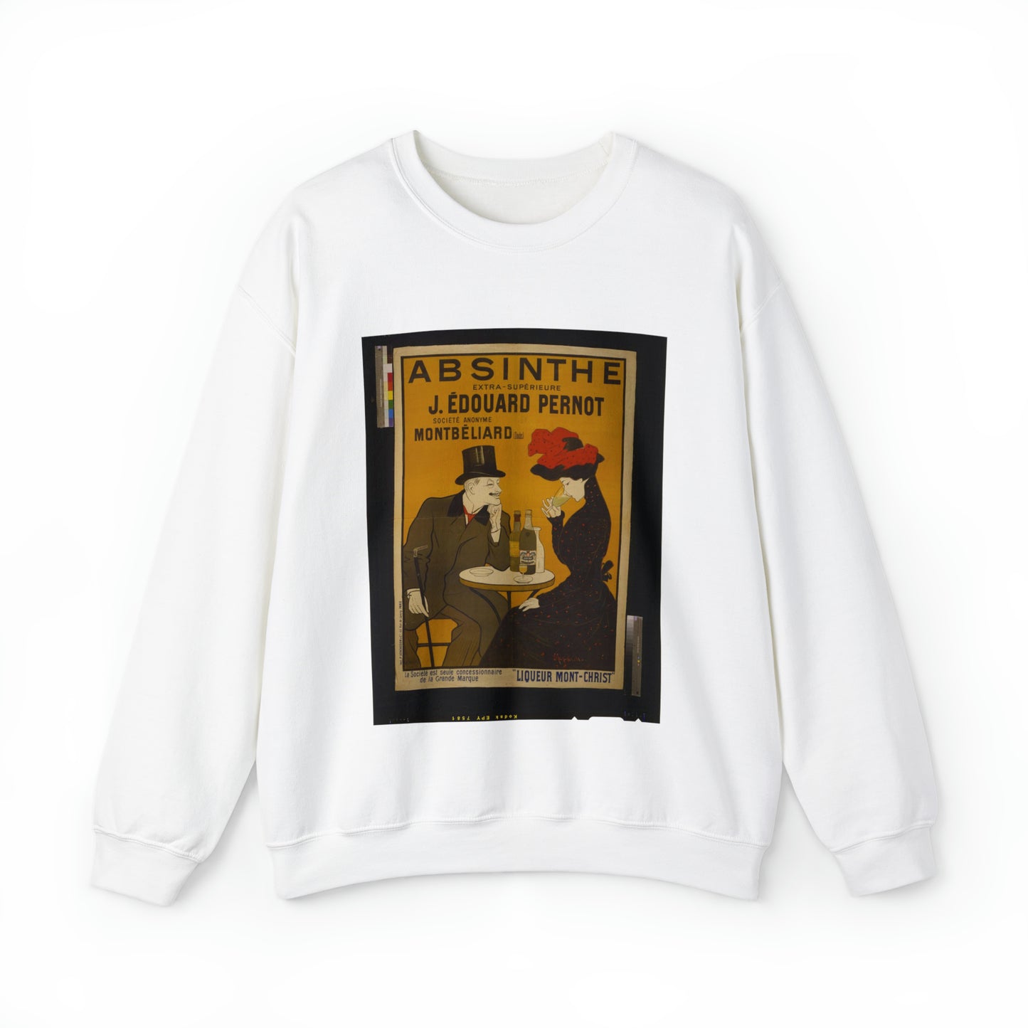 Absinthe extra-supérieure J. Édouard Pernot. Société Anonyme Montbéliard (Doubs) Liqueur Mont-Christ / / L. Cappiello. White Heavy Blend Adult Crew Neck SweatShirt