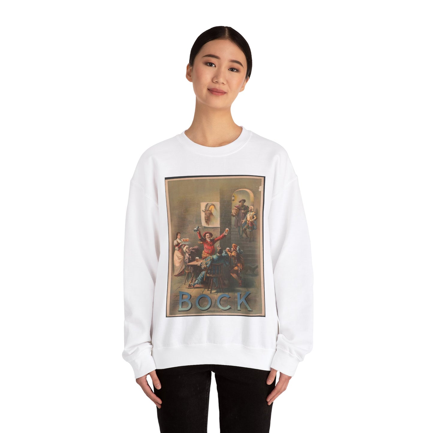 Bock, "Auerbach's keller" - Print, Library of Congress collection White Heavy Blend Adult Crew Neck SweatShirt