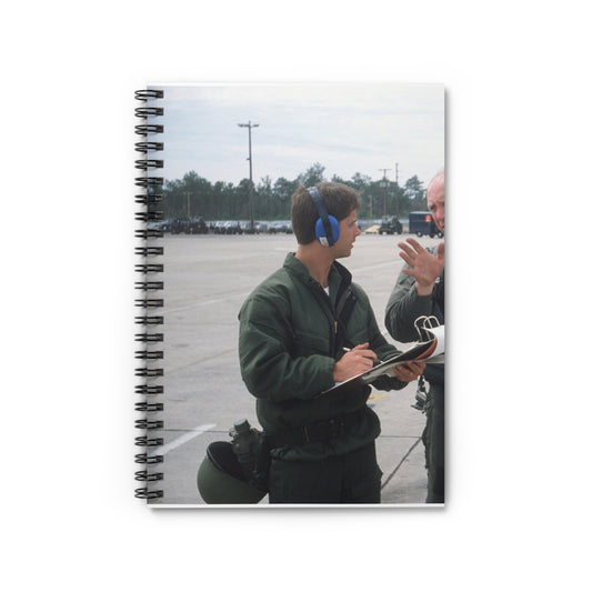 Colonel Tom Barber (right), director of operations, 33rd Tactical Fighter Wing (33rd TFW) is debriefed by First Lieutenant Robert M. Haire (left), intelligence officer, 33rd TFW Spiral Bound Ruled Notebook with Printed Cover