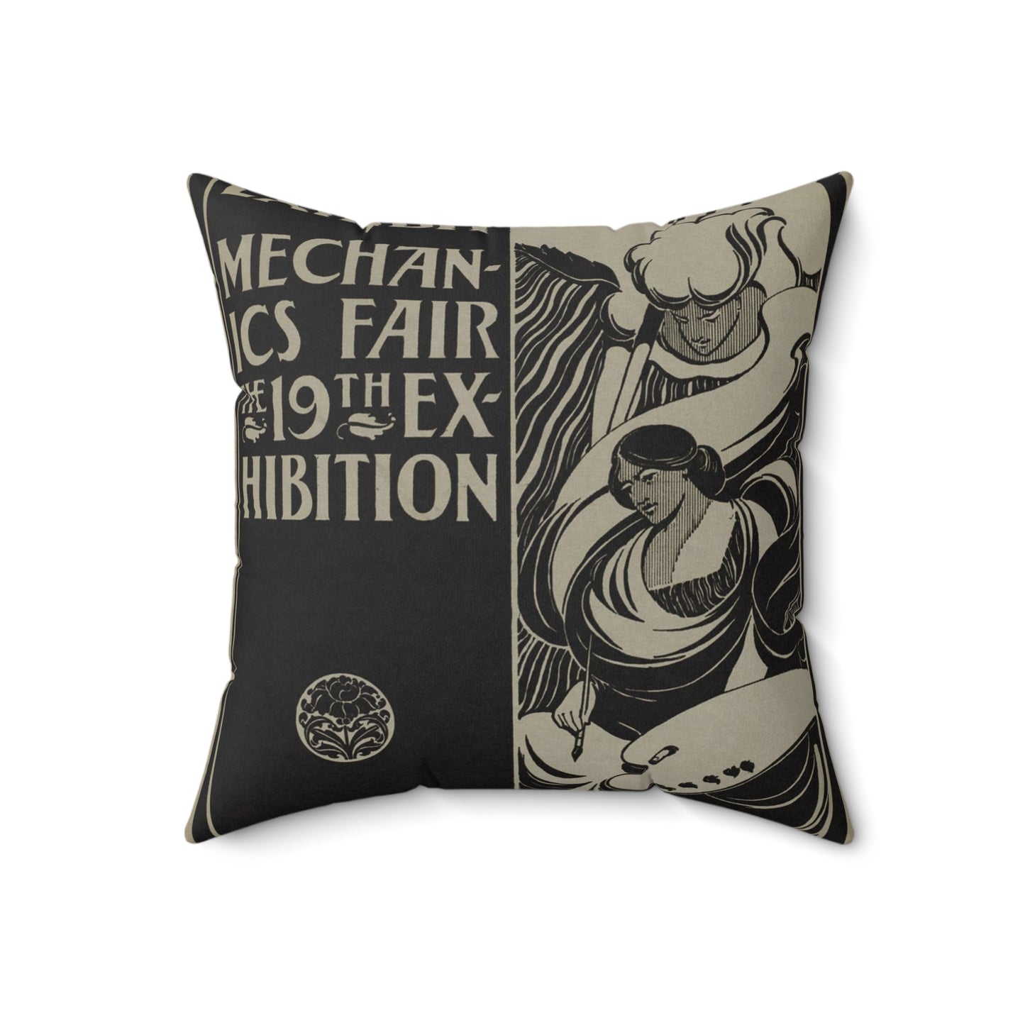 Poster exhibit, Mechanics Fair, the 19th exhibition, A.D. 1895 Decorative Accent Square Pillow