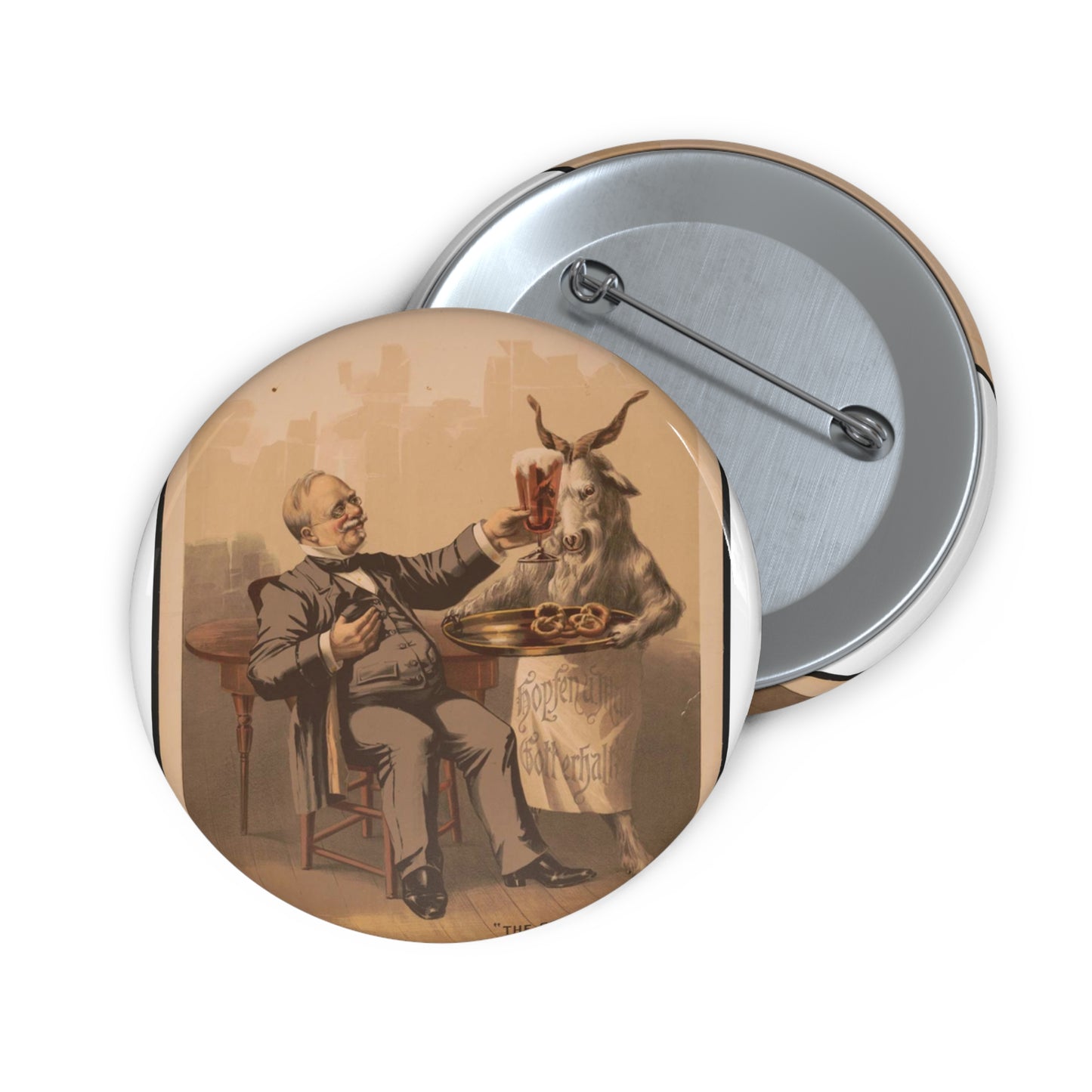 "The connoisseur" - Print, Library of Congress collection Pin Buttons with Crisp Design