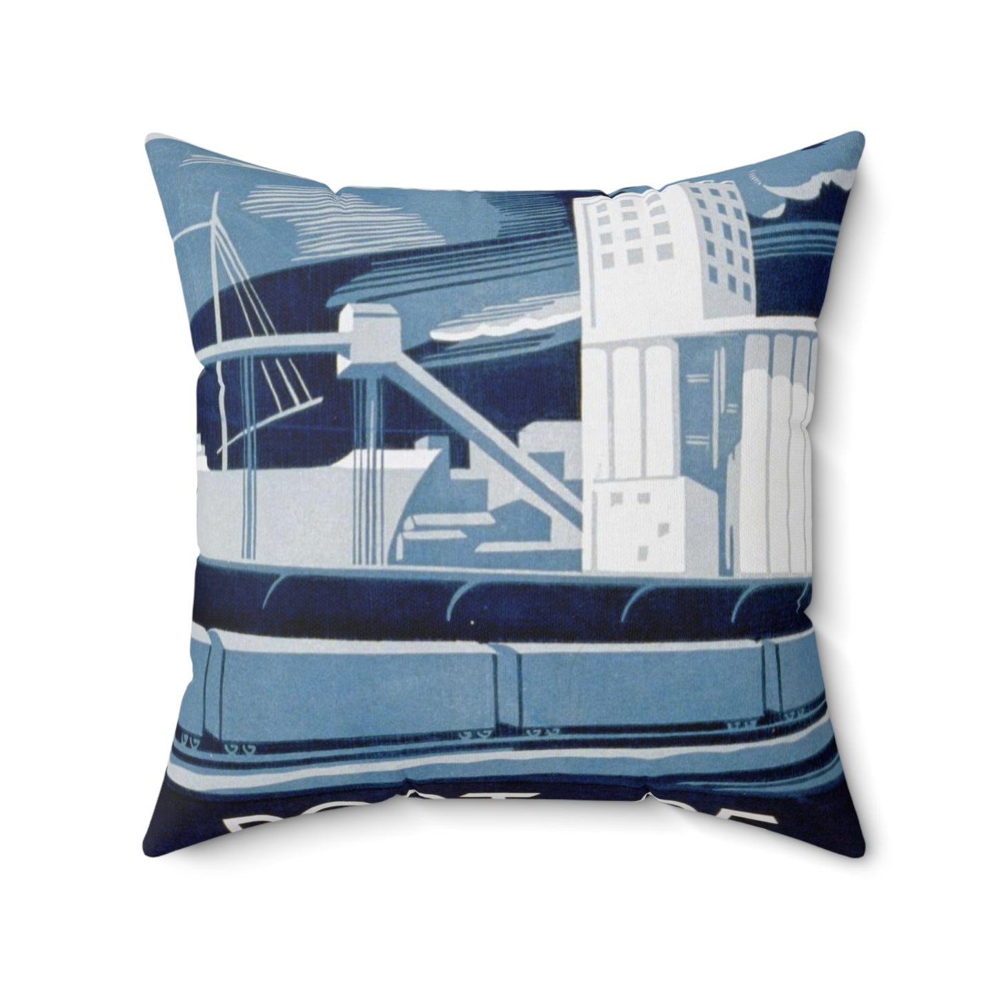 Port of Philadelphia, Art Deco Poster Decorative Accent Square Pillow