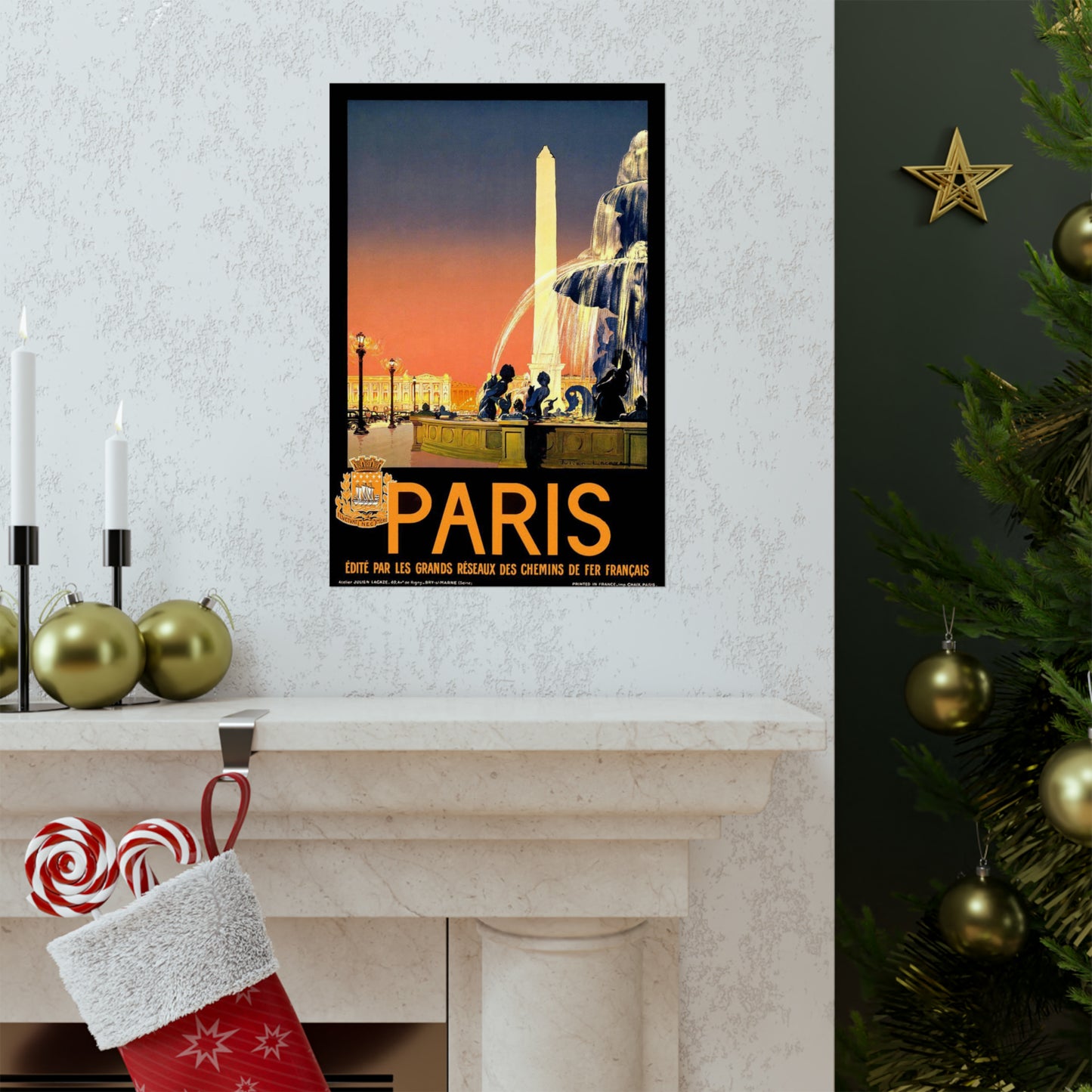 Paris. Vintage Travel Poster. - Art Deco public domain image High Quality Matte Wall Art Poster for Home, Office, Classroom