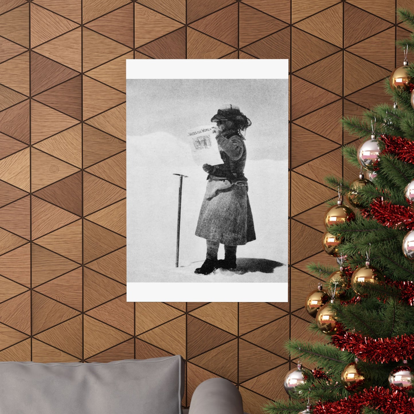 FannyBullockWorkmanVotesWomen - A woman standing in the snow holding a sign High Quality Matte Wall Art Poster for Home, Office, Classroom