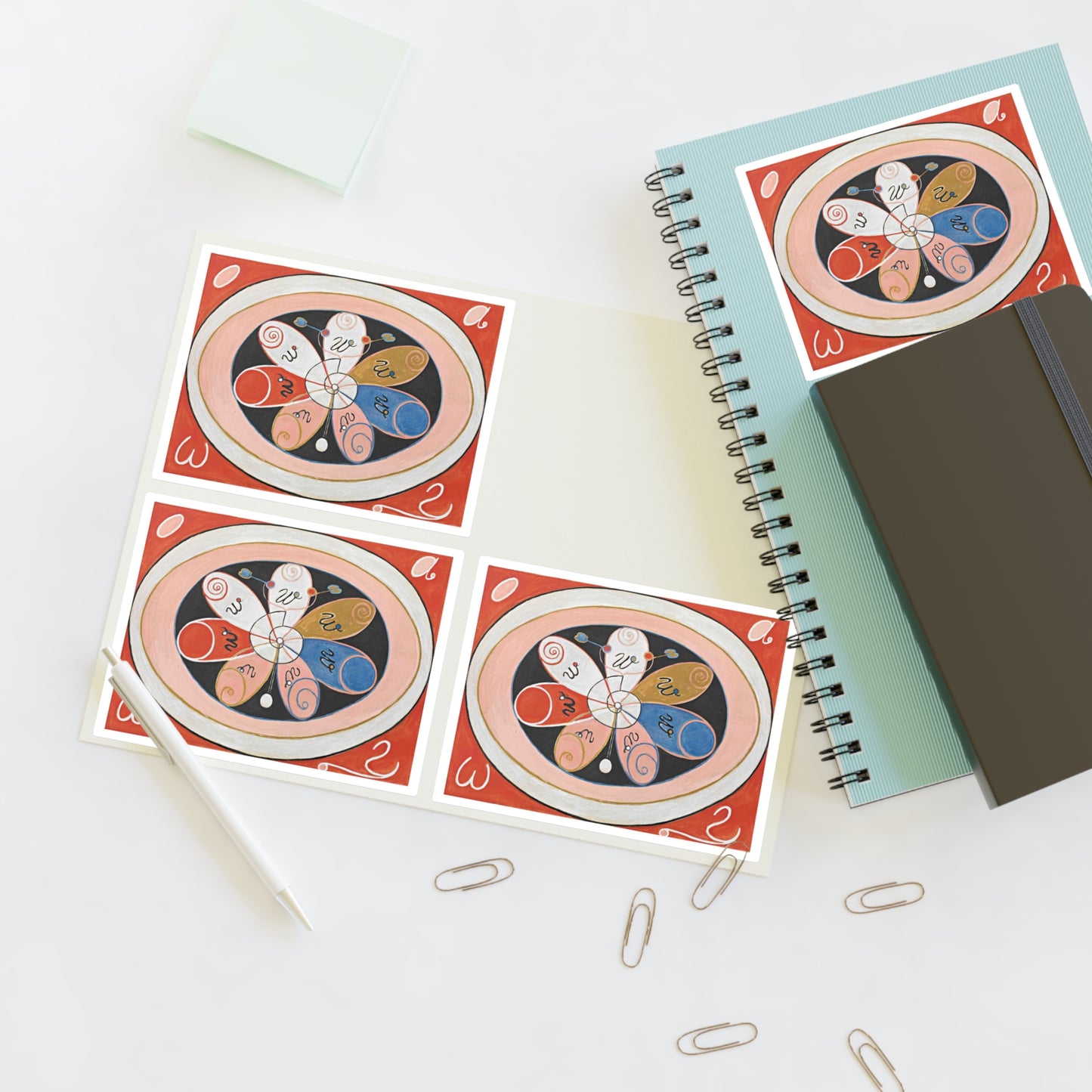 A painting of a colorful flower with writing on it Hilma af Klint - no date - Untitled Laminated UV Protective Vinyl Stickers
