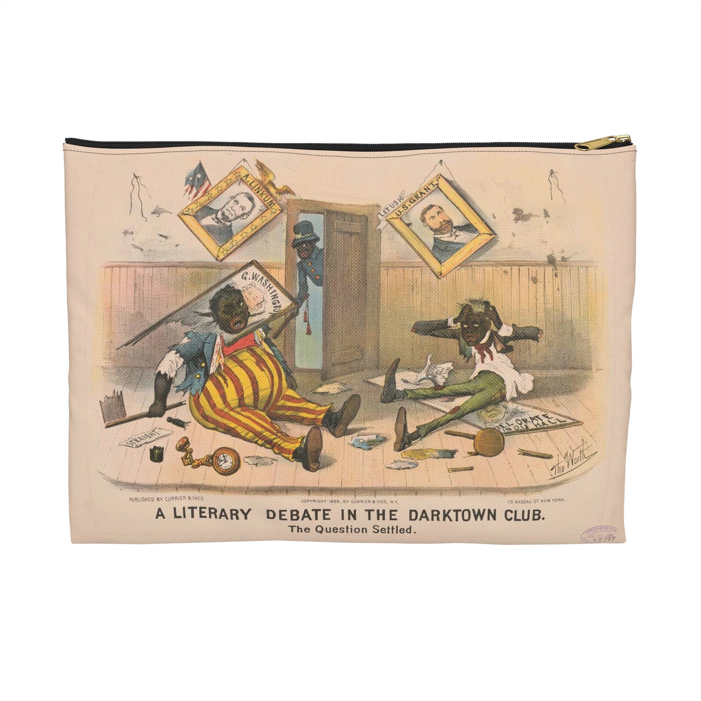 A literary debate in the Darktown Club--The question settled / Tho. Worth. Large Organizer Pouch with Black Zipper