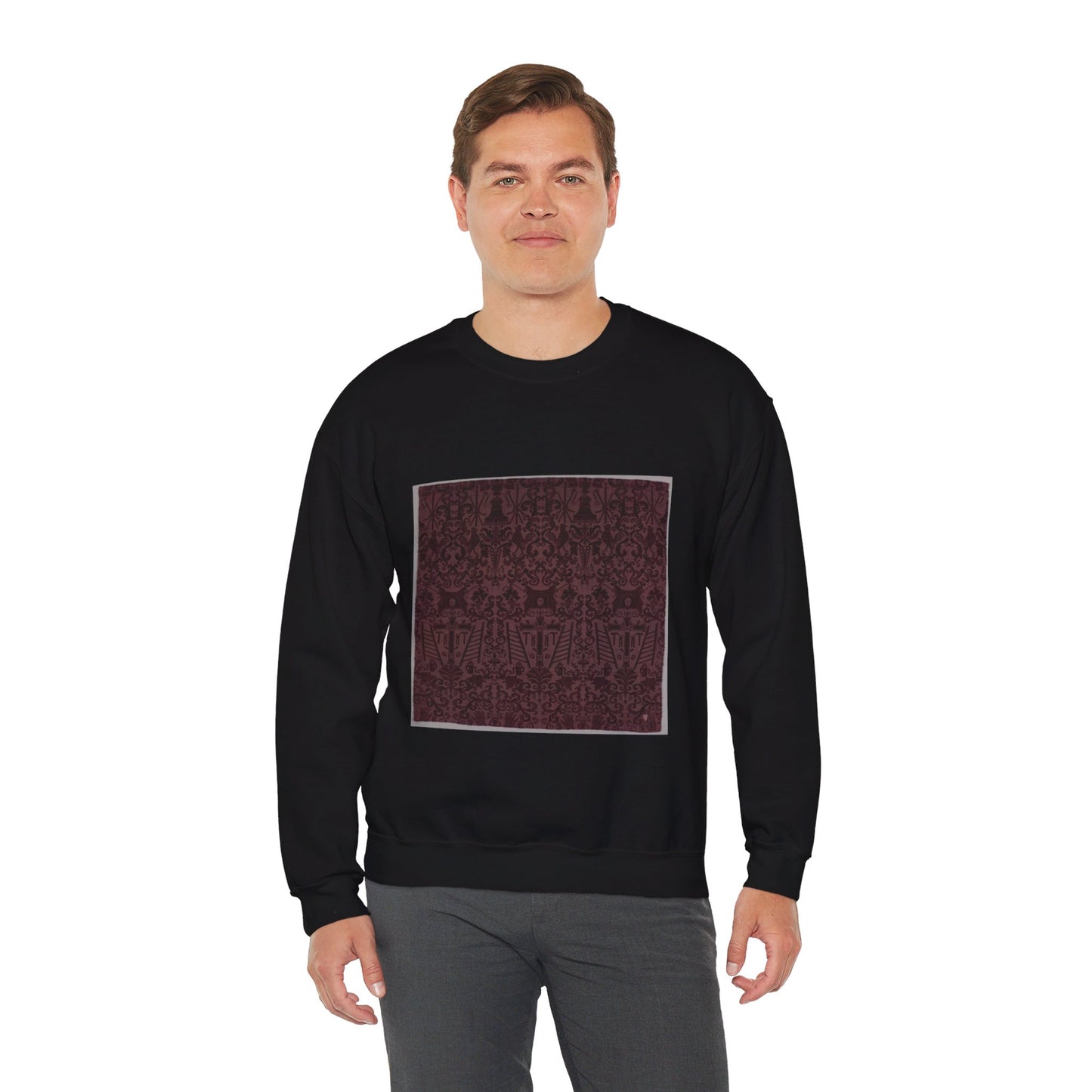 Length of velvet with Instruments of the Passion Black Heavy Blend Adult Crew Neck SweatShirt