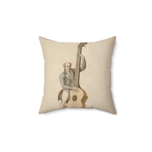 Patent drawing - Drawing of a Harp Guitar Public domain  image Decorative Accent Square Pillow