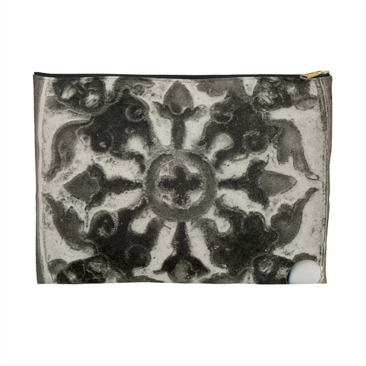 Three Tiles, 14th century - Public domain dedication museum photo Large Organizer Pouch with Black Zipper