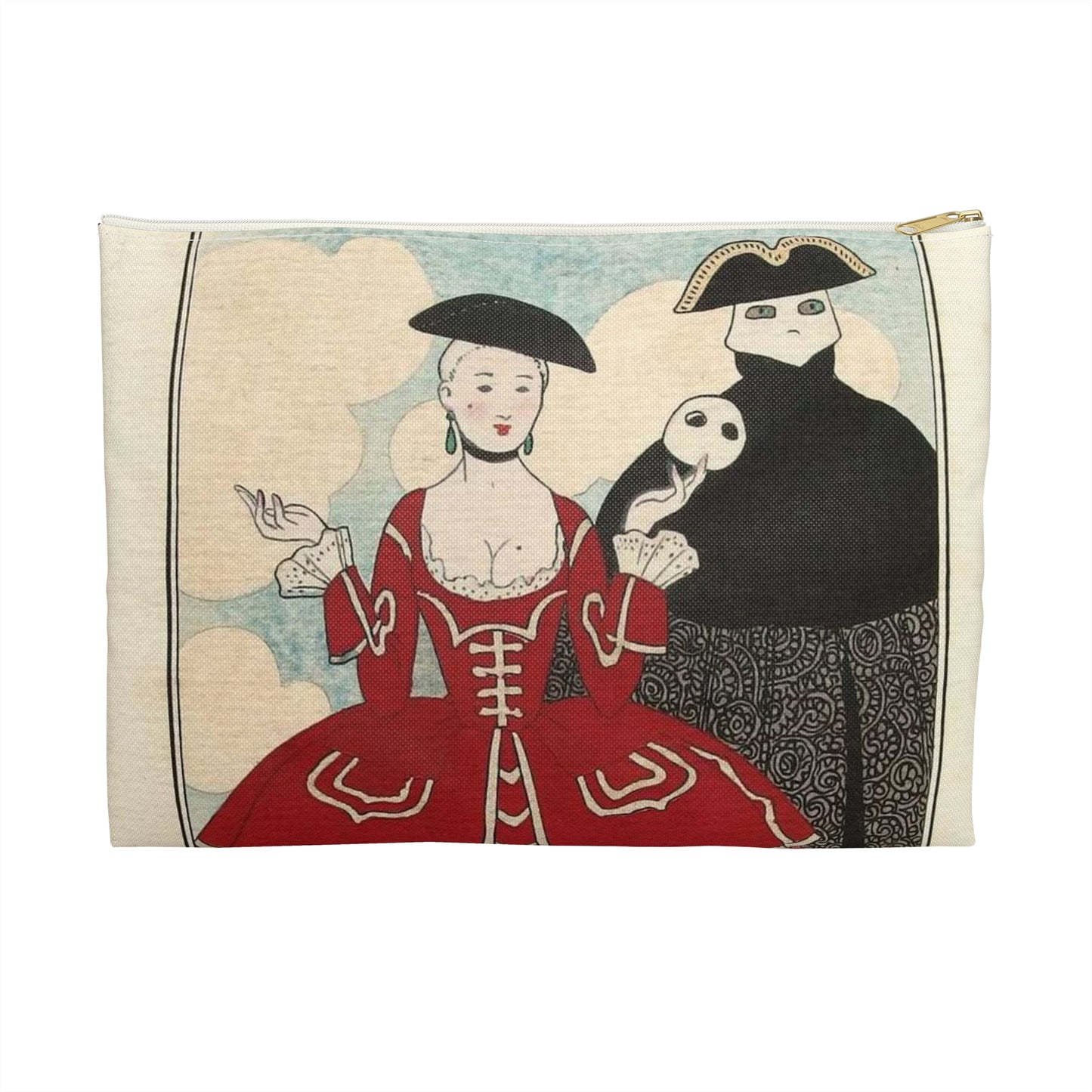 Costumes Parisiens No.56 George Barbier, 1913 Large Organizer Pouch with Black Zipper