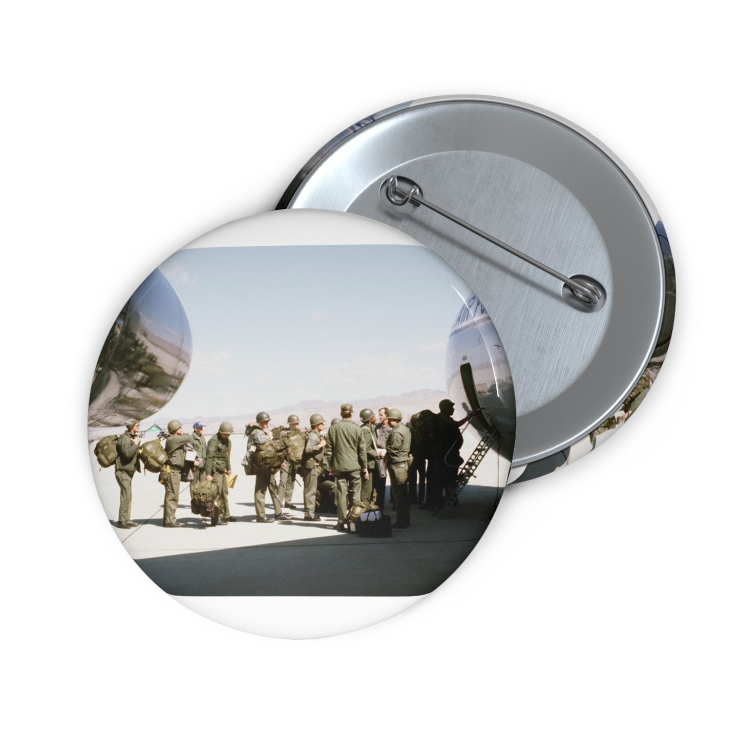 Troops embark a C-141 Starlifter aircraft during exercise Team Spirit (Coronet Spray) Pin Buttons with Crisp Design