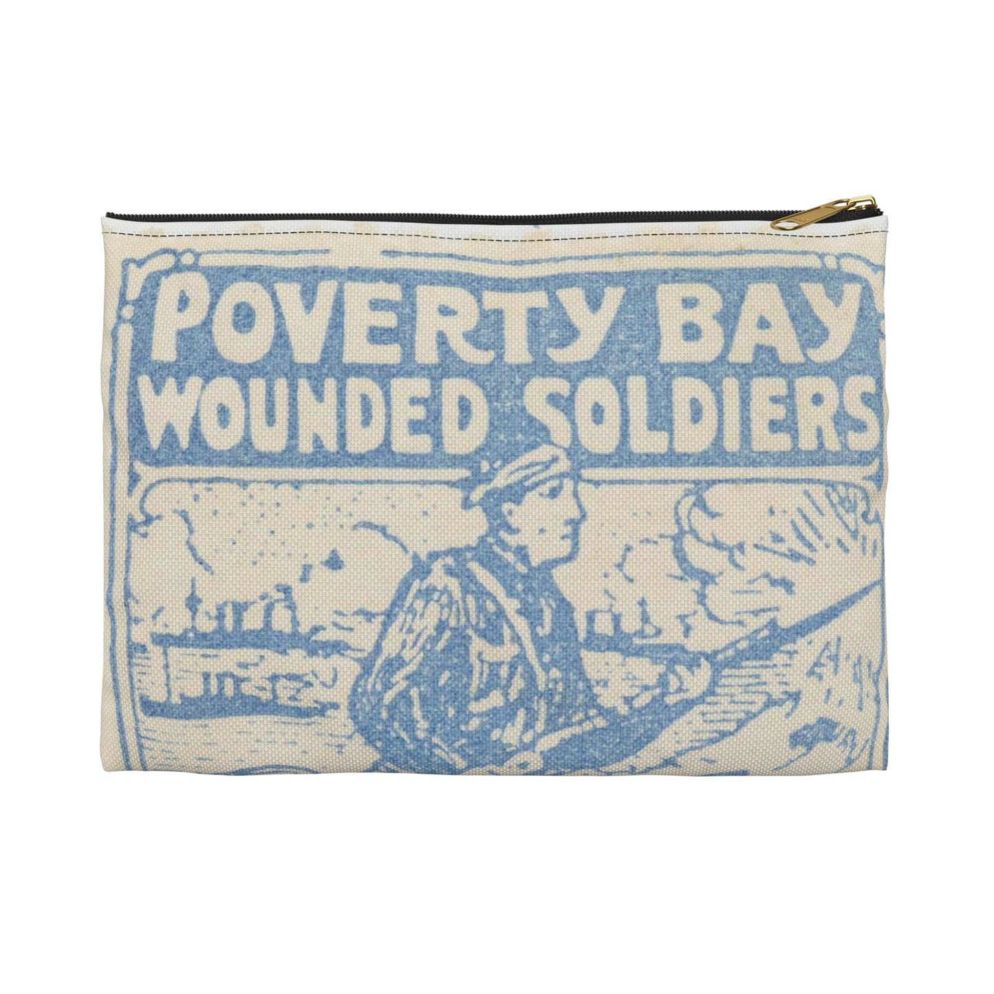 Philatelic item - "Cinderella", Poverty Bay Wounded Soldiers War Seal Large Organizer Pouch with Black Zipper