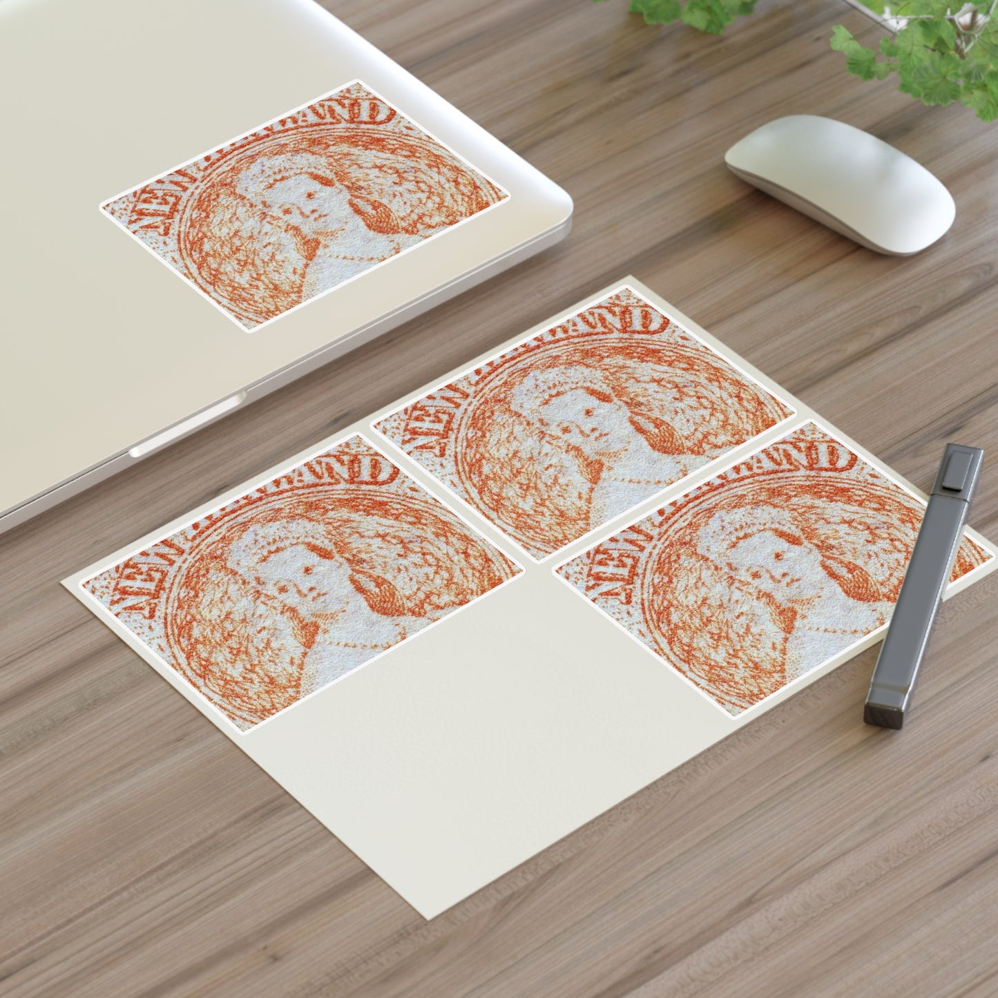 Issued one penny 'Full-Face Queen' [Chalon Head] definitive stamp Laminated UV Protective Vinyl Stickers