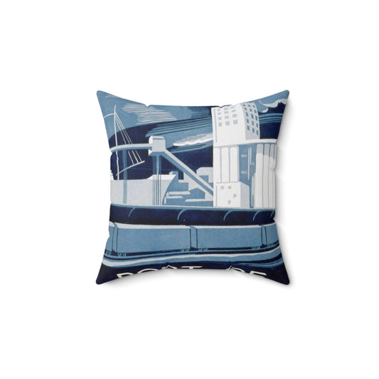 Port of Philadelphia, Art Deco Poster Decorative Accent Square Pillow