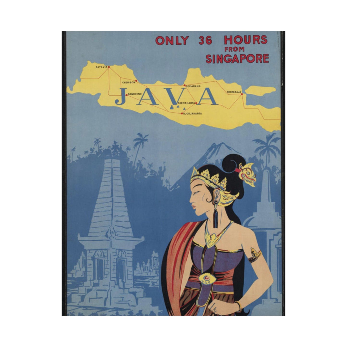 Java. Vintage Travel Poster., Art Deco Poster High Quality Matte Wall Art Poster for Home, Office, Classroom