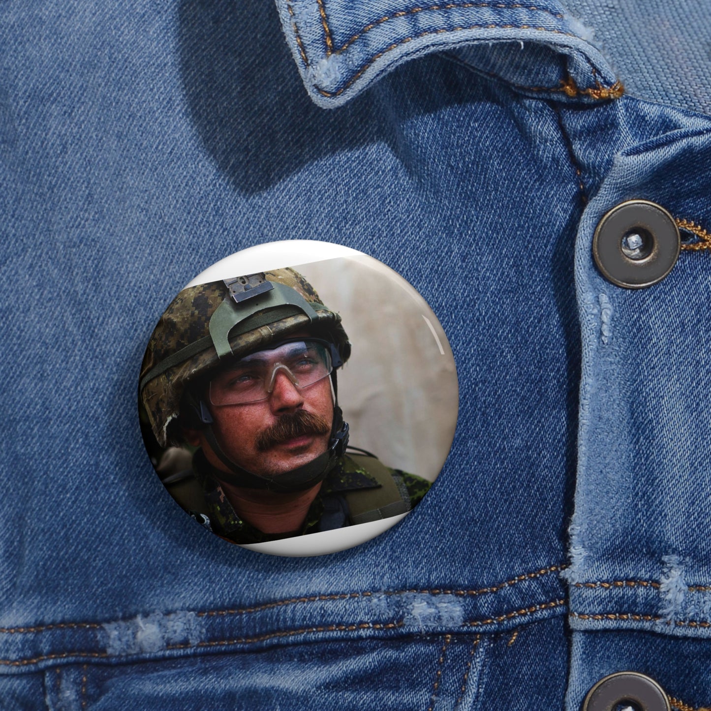 Cpl. Dean Disotell, a heavy-machine gunner with Company Pin Buttons with Crisp Design