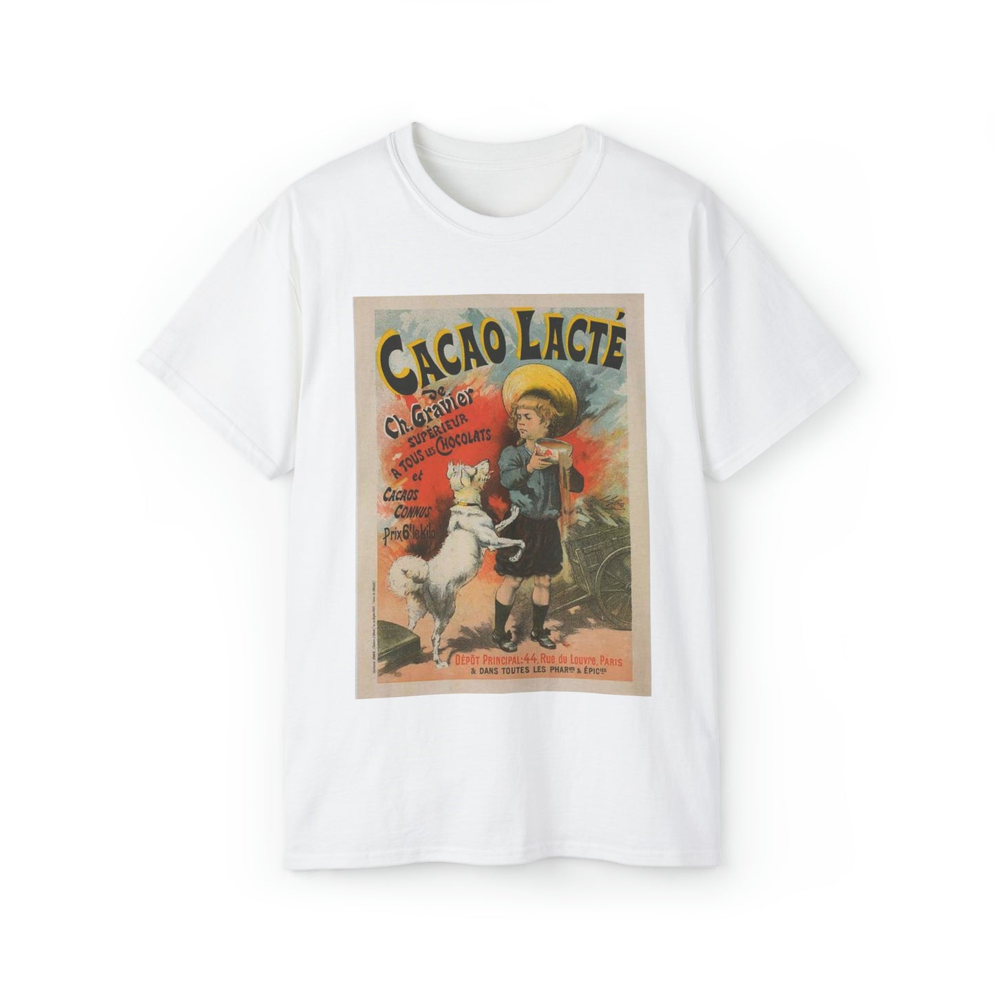 Affiche pour le "Cacao lacté, de Ch. Gravier". White T-Shirt Gildan 2000 Cotton Unisex