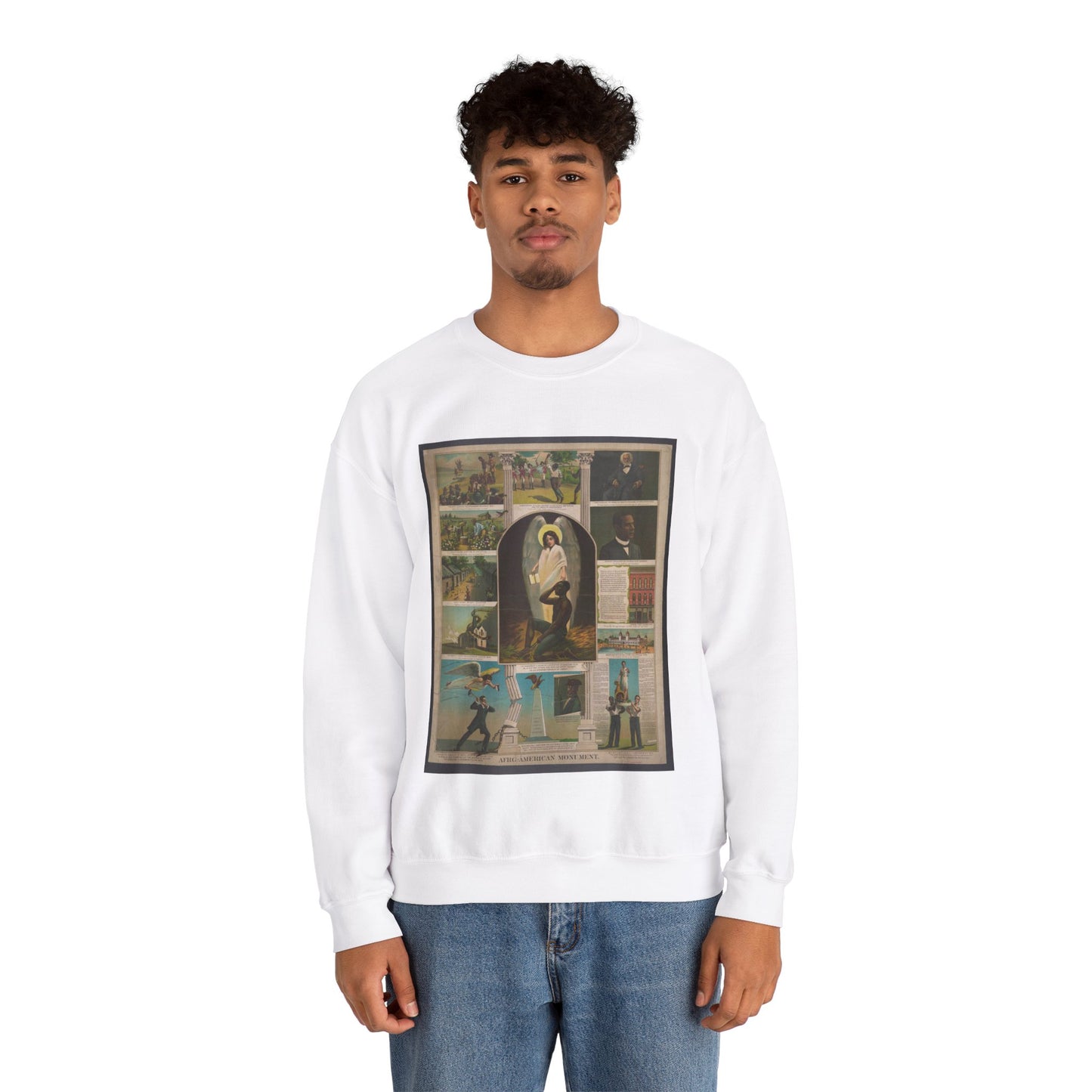 Afro-American Monument - Print, Library of Congress collection White Heavy Blend Adult Crew Neck SweatShirt
