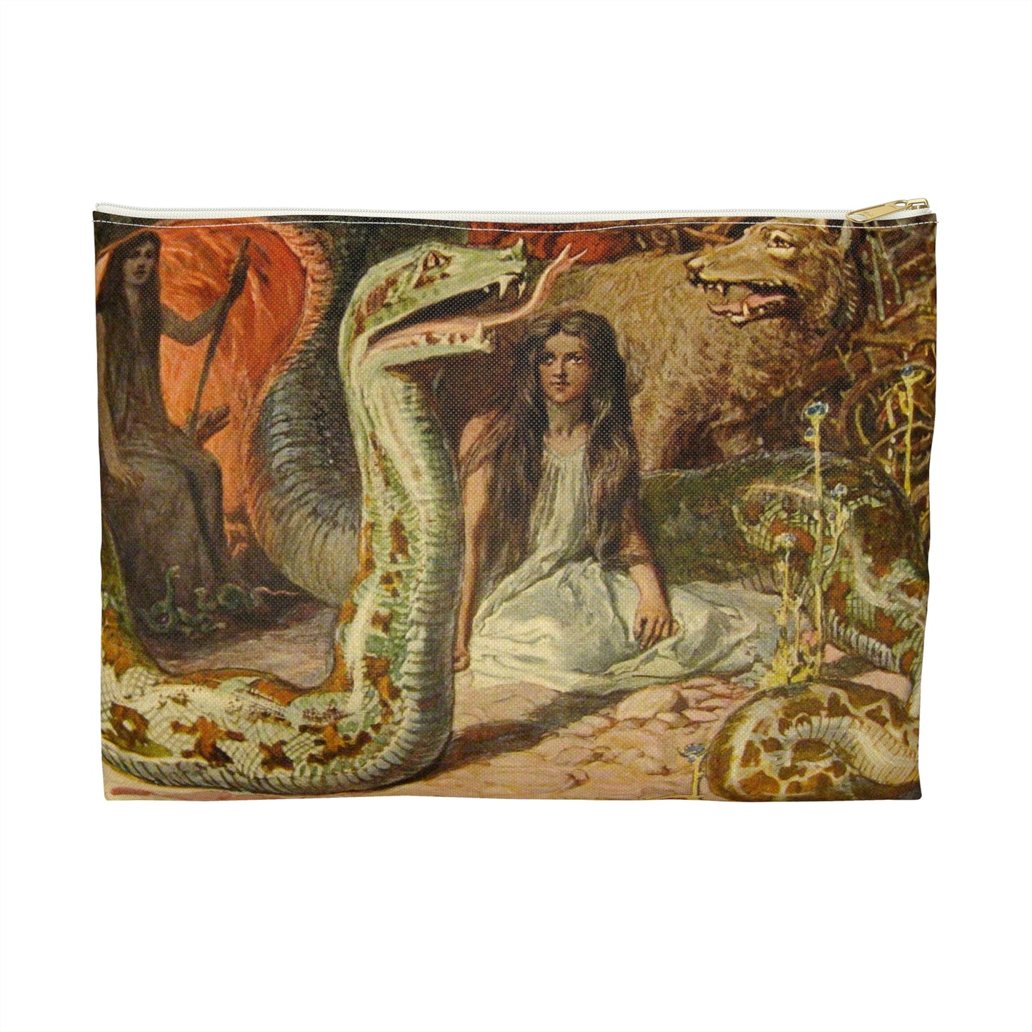 Lokis Gezücht - A painting of a woman sitting in front of a snake Large Organizer Pouch with Black Zipper