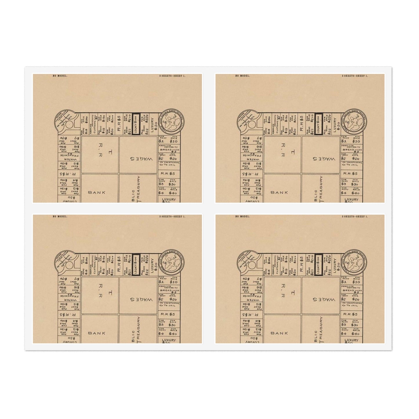 Patent Drawing of Engine - Drawing for a Game Board Public domain  image Laminated UV Protective Vinyl Stickers