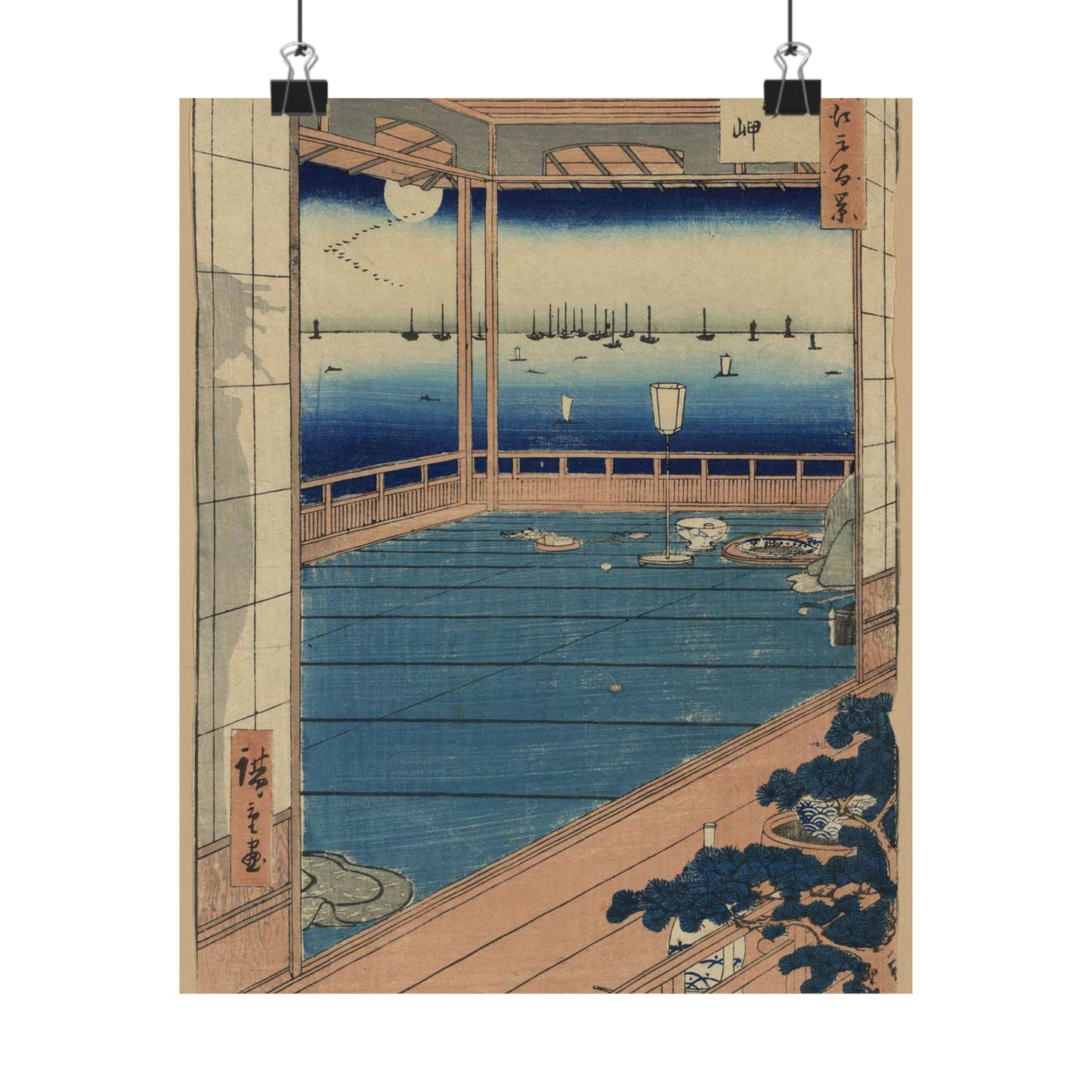 Tsuki no misaki, Andō Hiroshige - Ukiyo e print High Quality Matte Wall Art Poster for Home, Office, Classroom