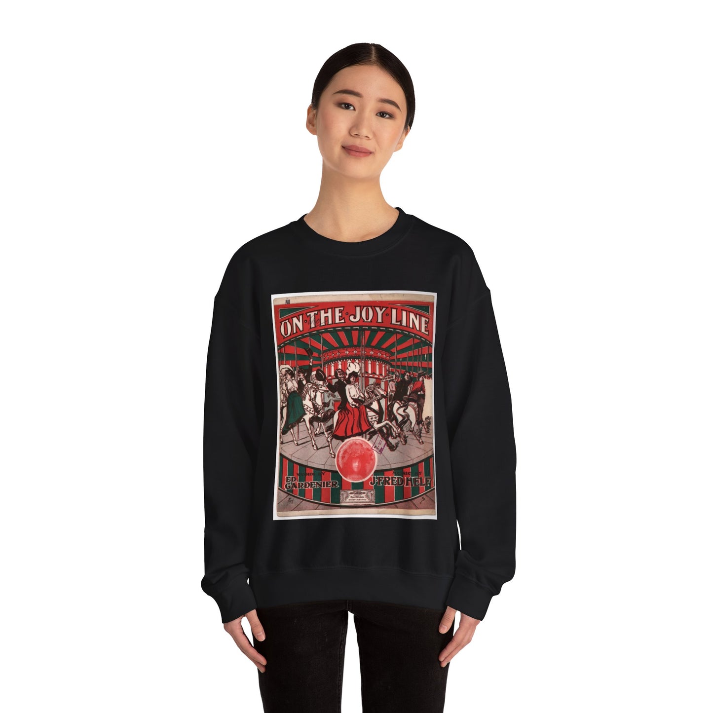 On the joy line - Public domain American sheet music Black Heavy Blend Adult Crew Neck SweatShirt