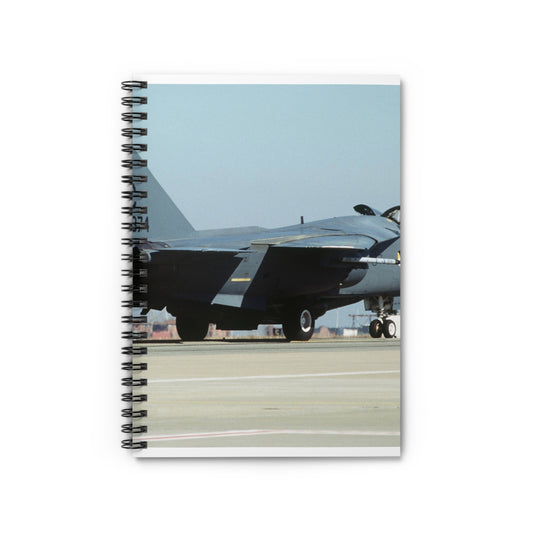 An F-111 from the 523rd Fighter Squadron, 27th Fighter Wing, Cannon Air Force Base, New Mexico taxis out to the runway Spiral Bound Ruled Notebook with Printed Cover