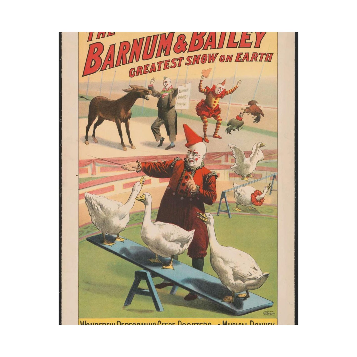 The Barnum & Bailey greatest show on earth. Wonderful performing geese, roosters and musical donkey / Strobridge Litho. Co., Cincinnati & New York. High Quality Matte Wall Art Poster for Home, Office, Classroom